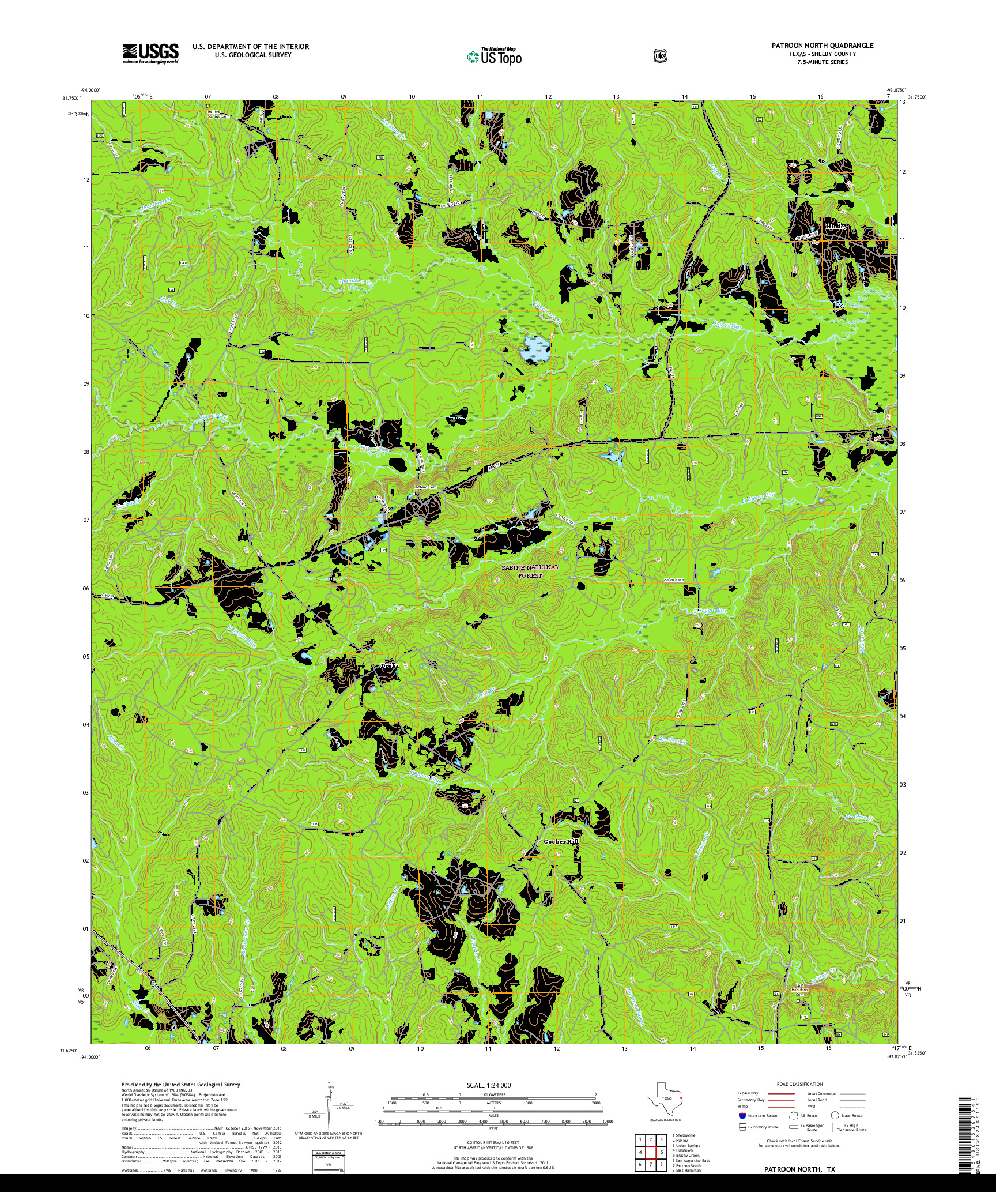 USGS US TOPO 7.5-MINUTE MAP FOR PATROON NORTH, TX 2019