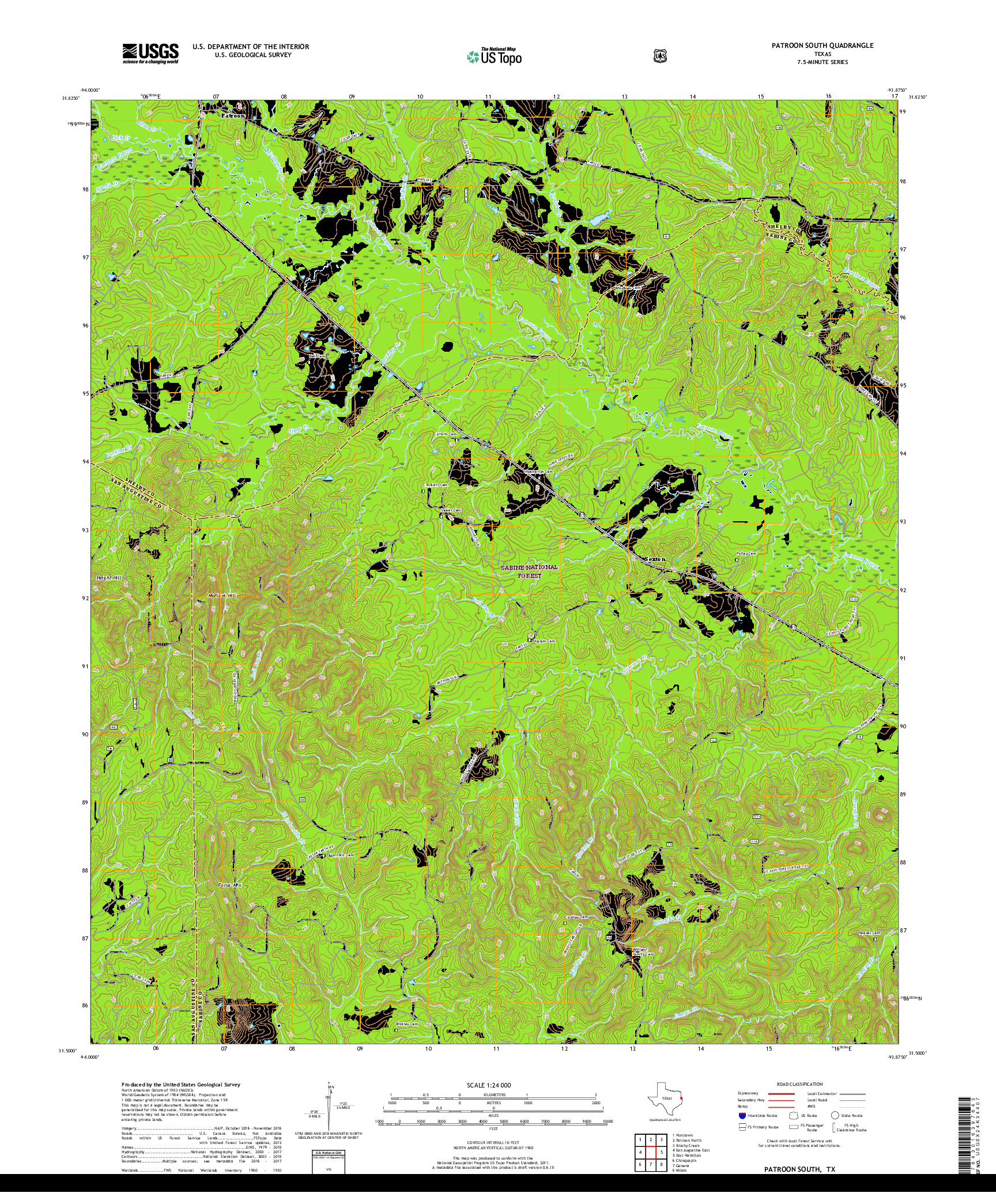 USGS US TOPO 7.5-MINUTE MAP FOR PATROON SOUTH, TX 2019