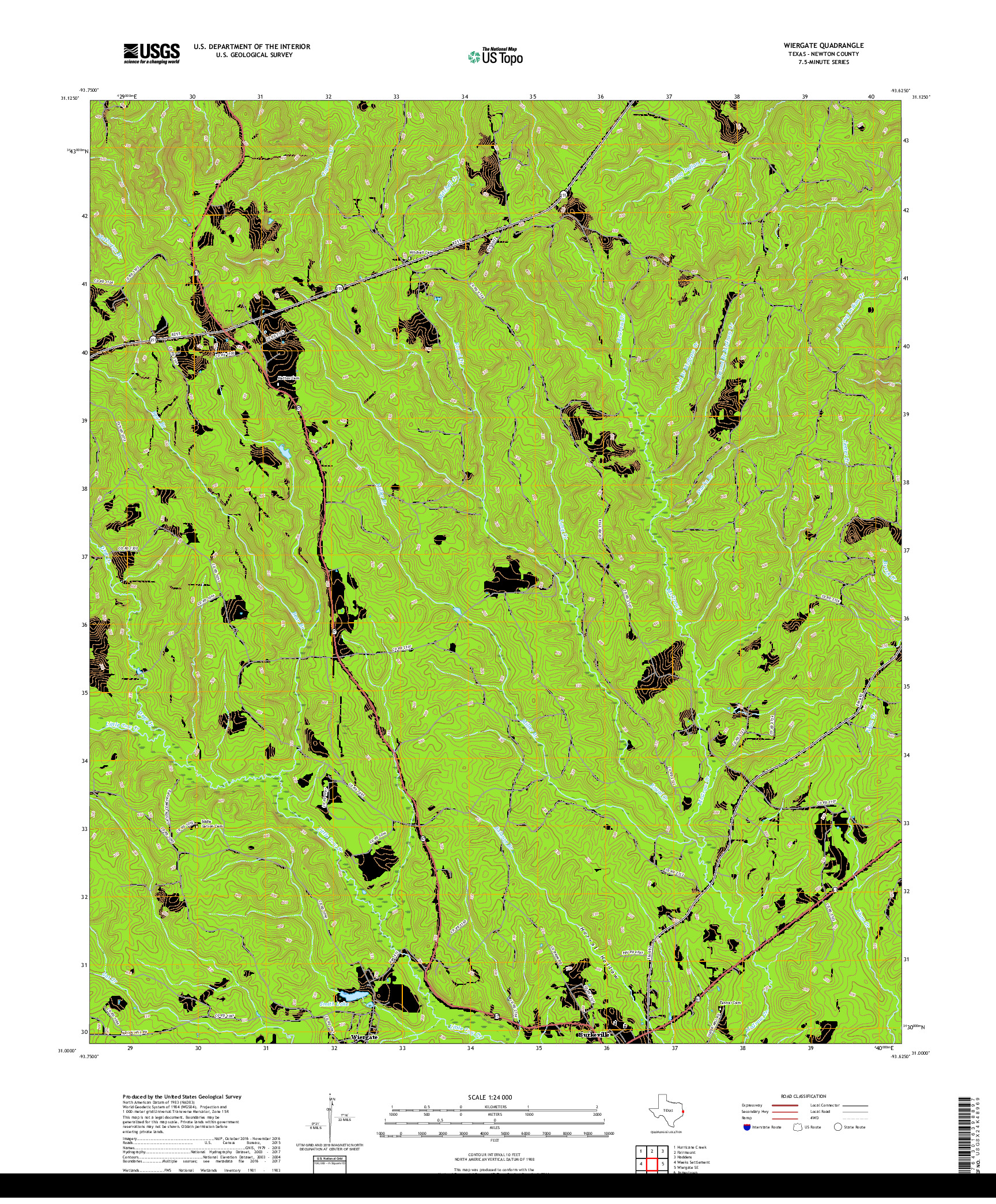 USGS US TOPO 7.5-MINUTE MAP FOR WIERGATE, TX 2019