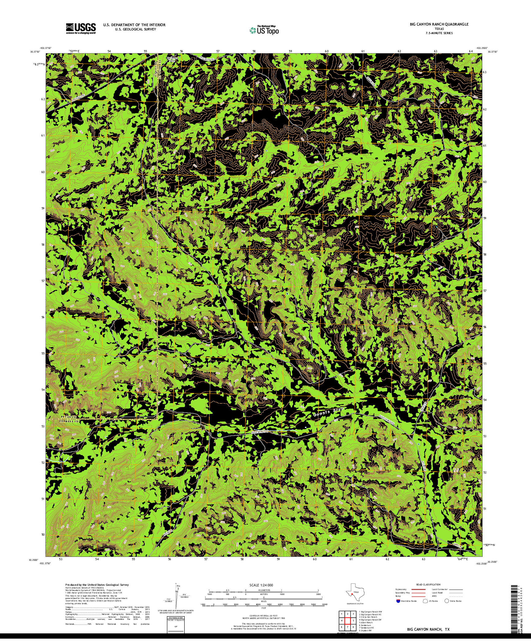 USGS US TOPO 7.5-MINUTE MAP FOR BIG CANYON RANCH, TX 2019