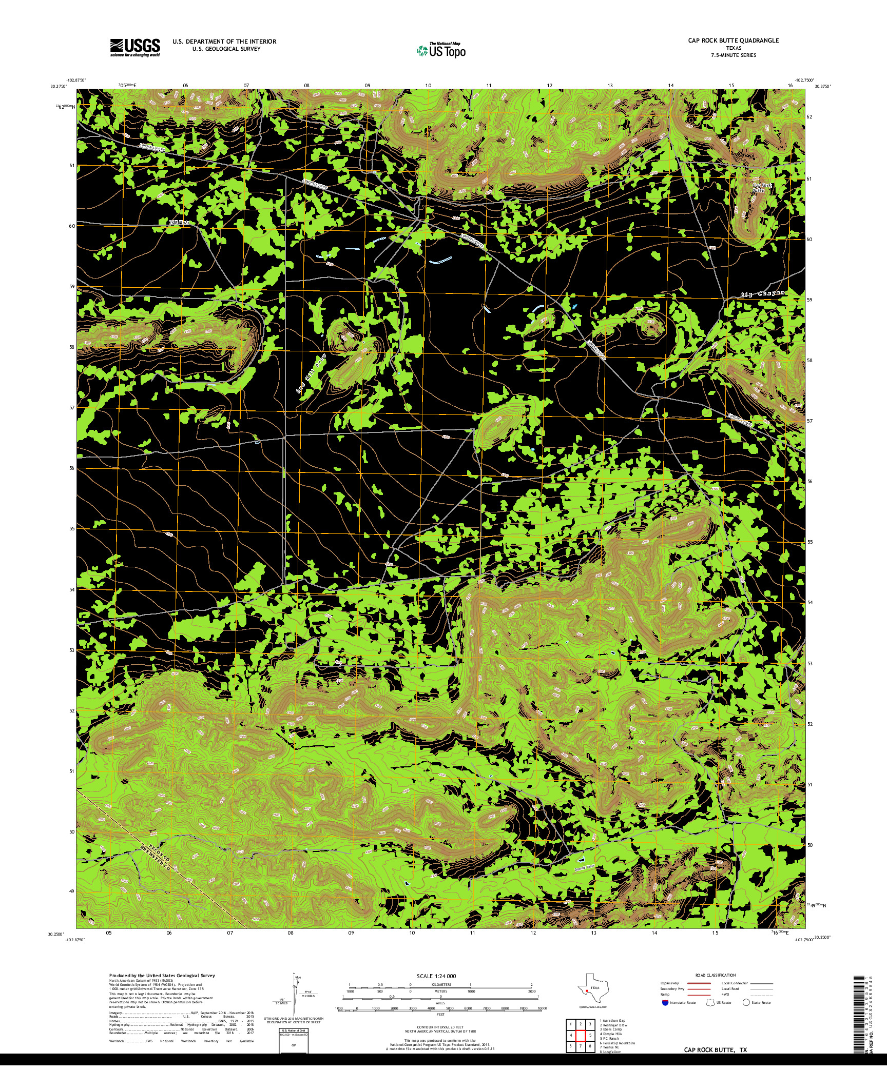 USGS US TOPO 7.5-MINUTE MAP FOR CAP ROCK BUTTE, TX 2019