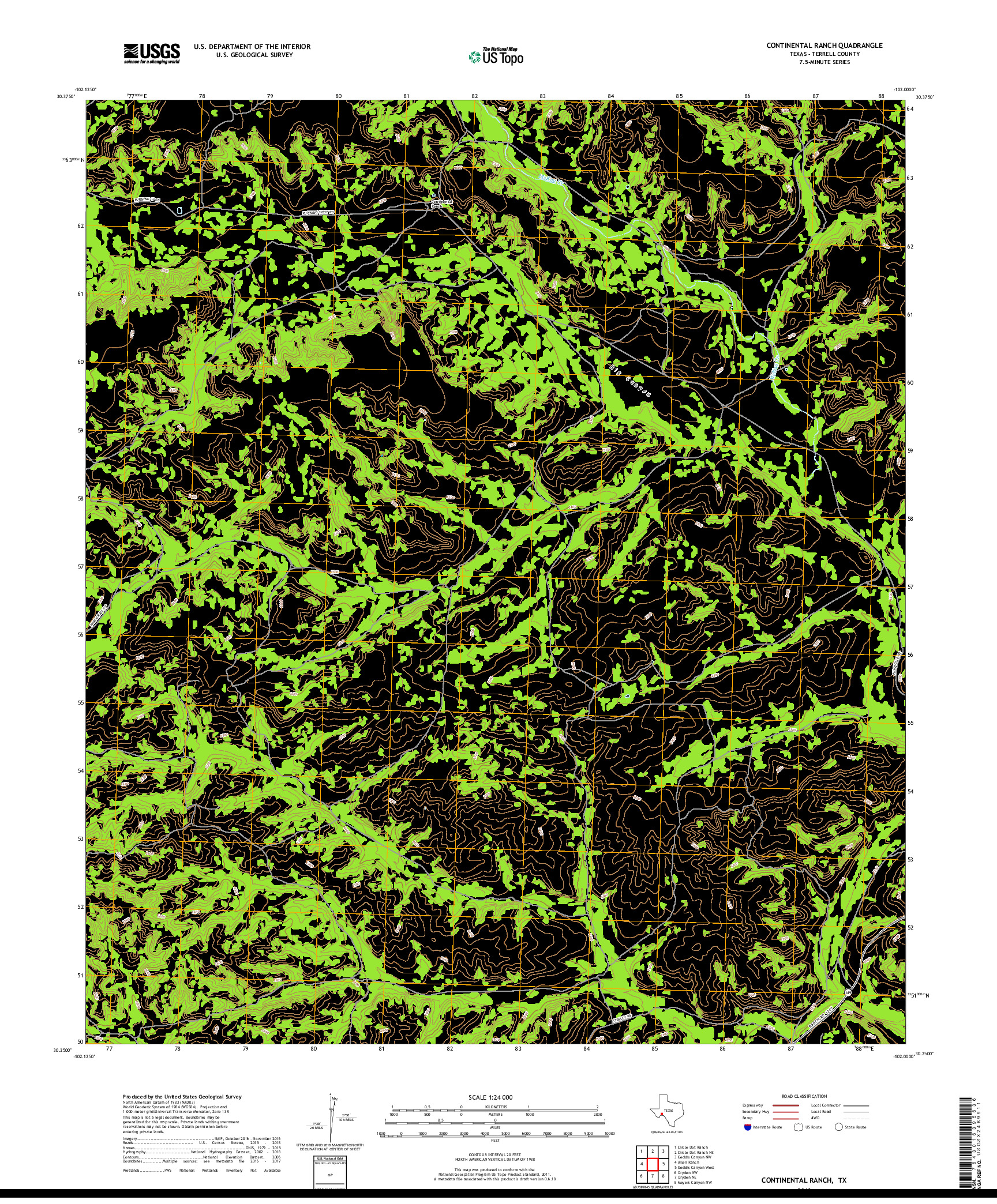 USGS US TOPO 7.5-MINUTE MAP FOR CONTINENTAL RANCH, TX 2019