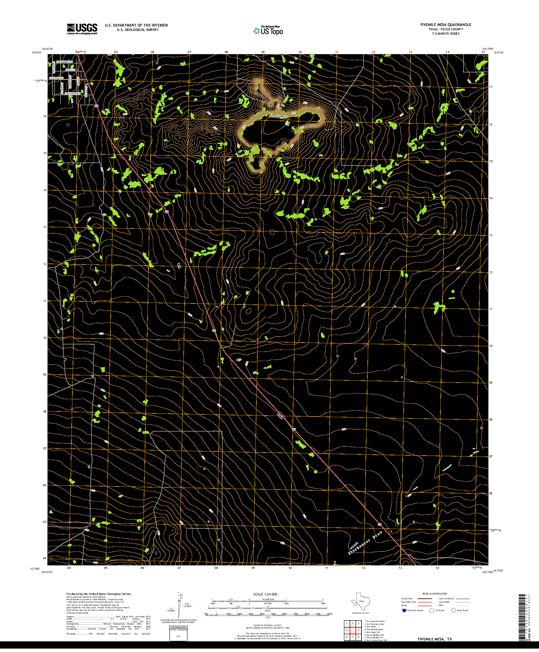 USGS US TOPO 7.5-MINUTE MAP FOR FIVEMILE MESA, TX 2019