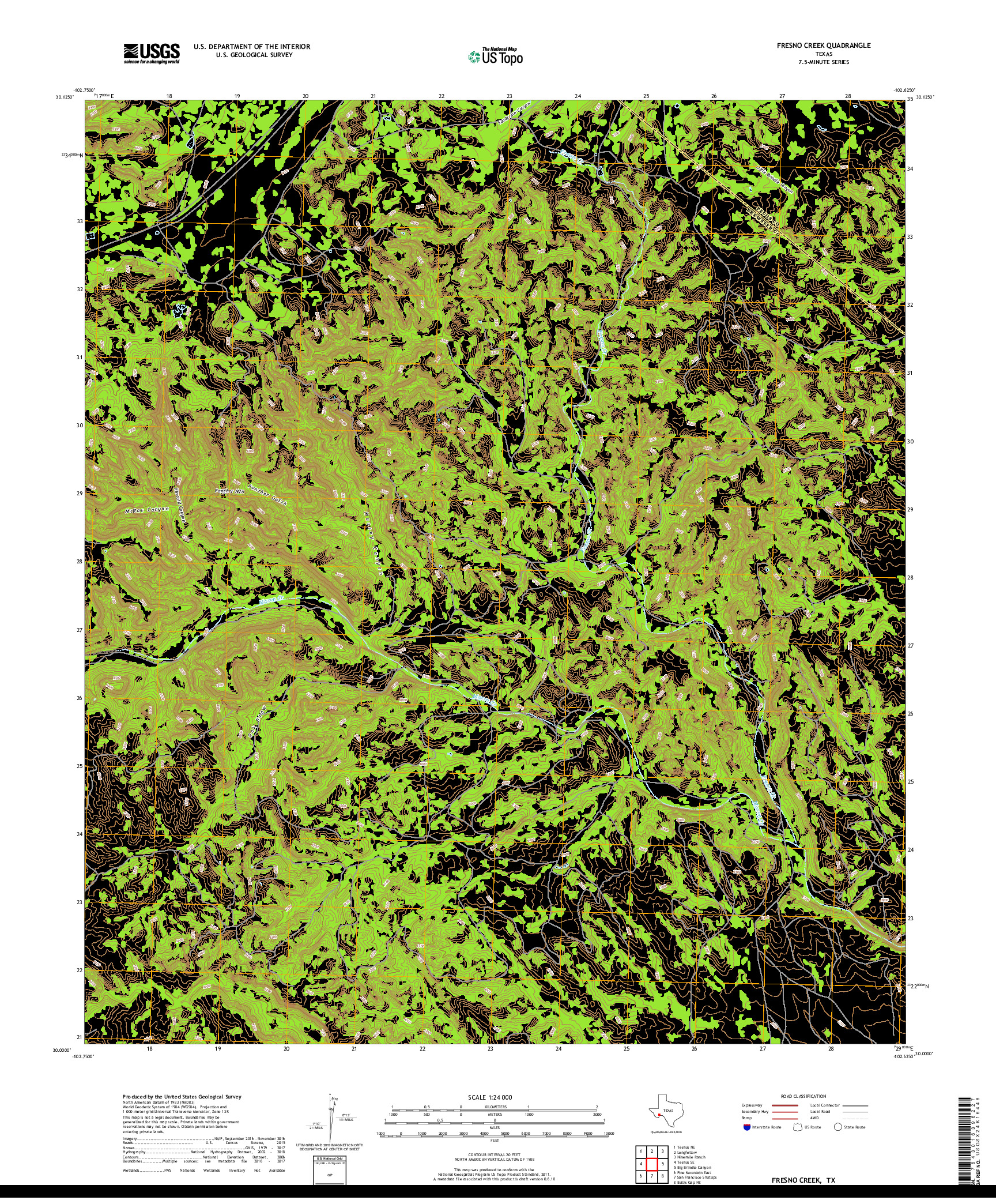 USGS US TOPO 7.5-MINUTE MAP FOR FRESNO CREEK, TX 2019