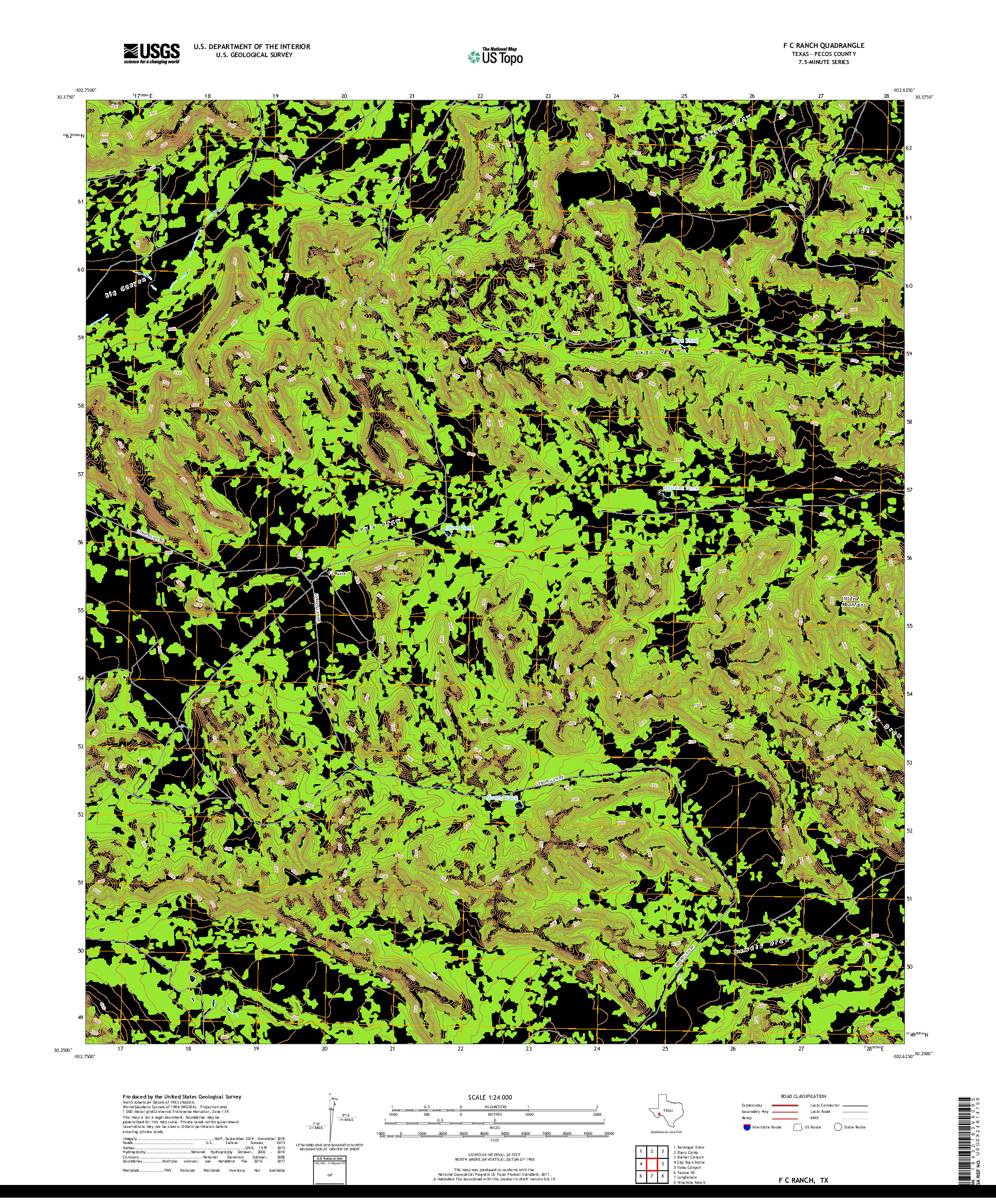 USGS US TOPO 7.5-MINUTE MAP FOR F C RANCH, TX 2019