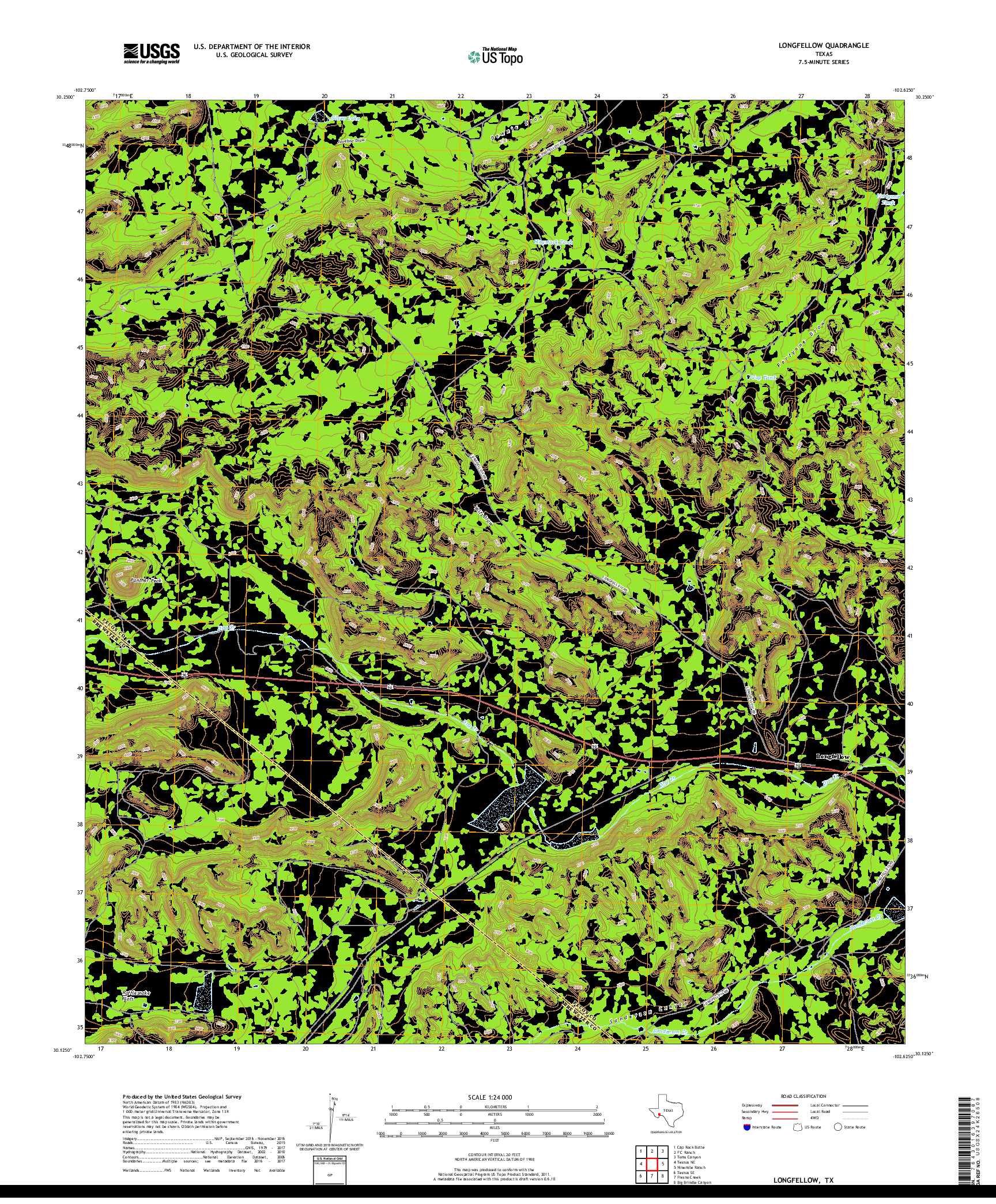 USGS US TOPO 7.5-MINUTE MAP FOR LONGFELLOW, TX 2019