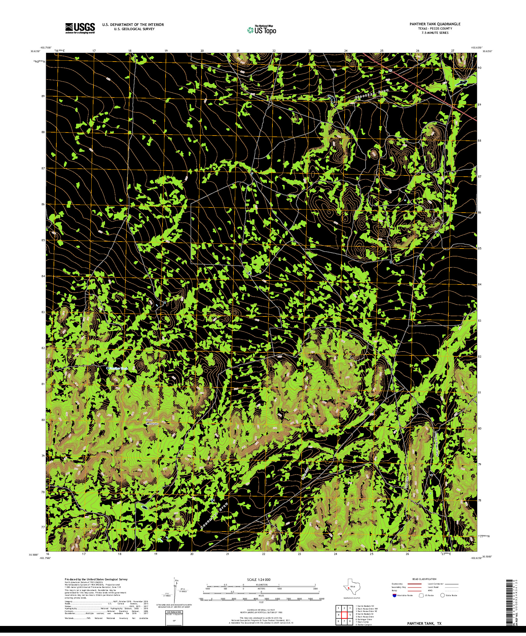 USGS US TOPO 7.5-MINUTE MAP FOR PANTHER TANK, TX 2019