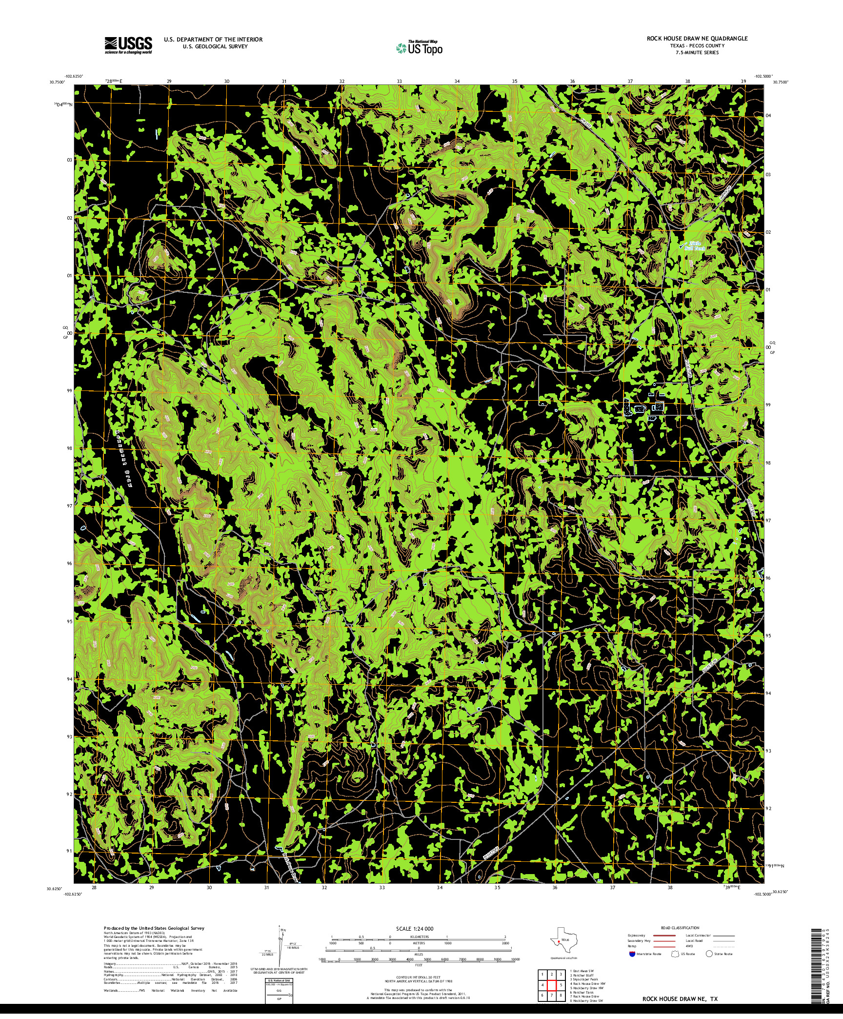 USGS US TOPO 7.5-MINUTE MAP FOR ROCK HOUSE DRAW NE, TX 2019