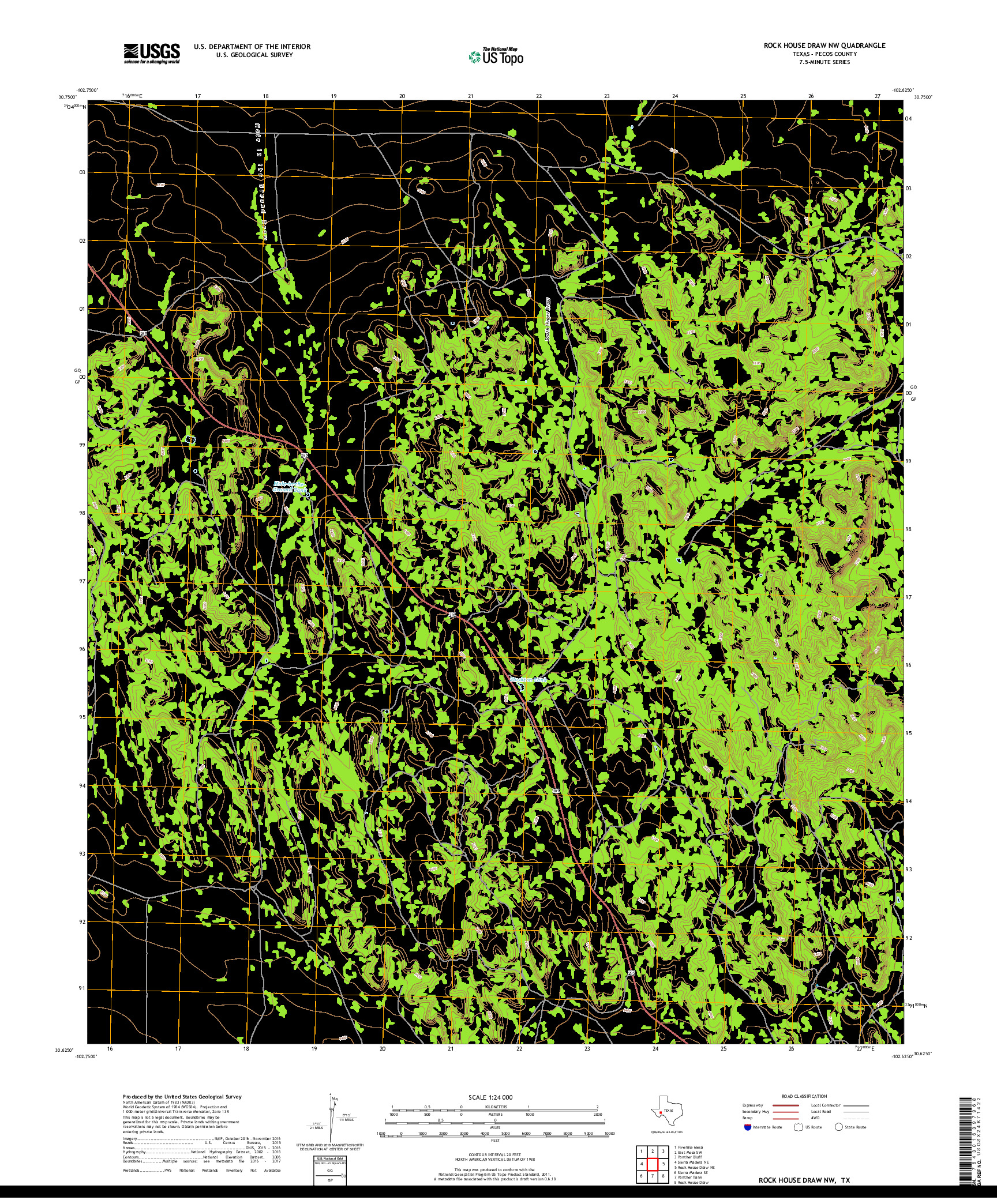 USGS US TOPO 7.5-MINUTE MAP FOR ROCK HOUSE DRAW NW, TX 2019