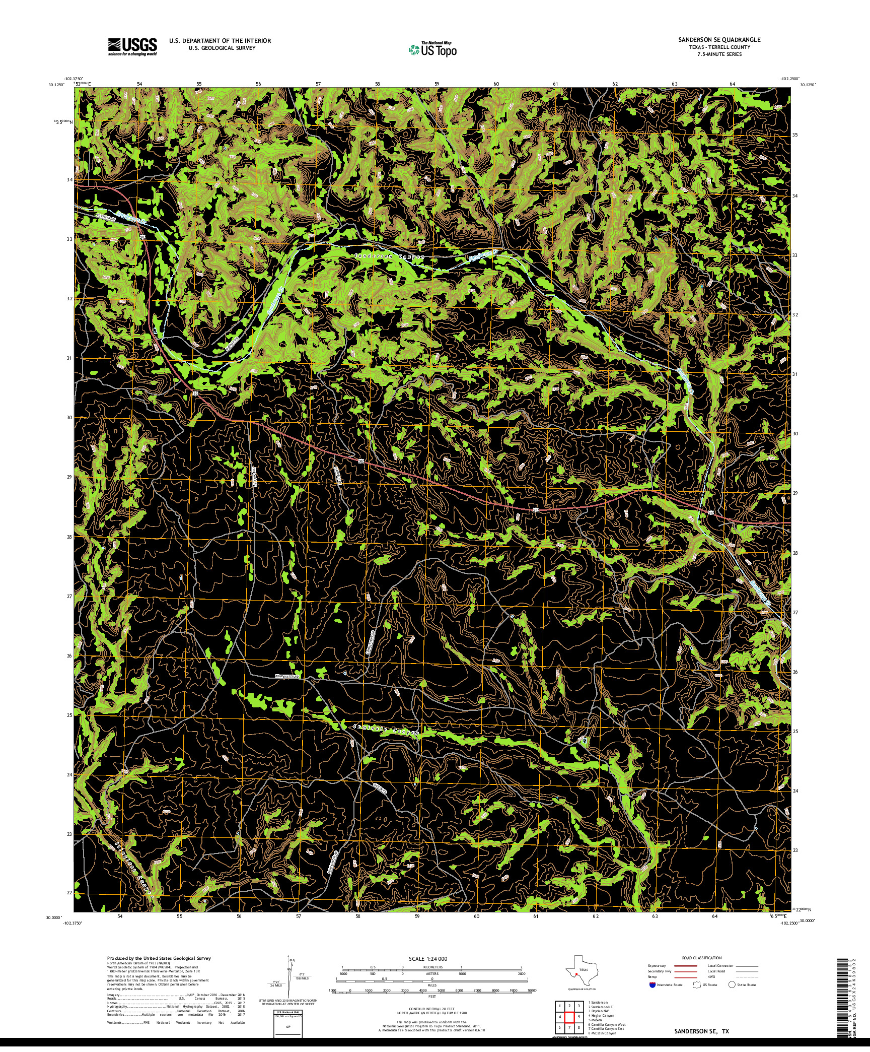 USGS US TOPO 7.5-MINUTE MAP FOR SANDERSON SE, TX 2019