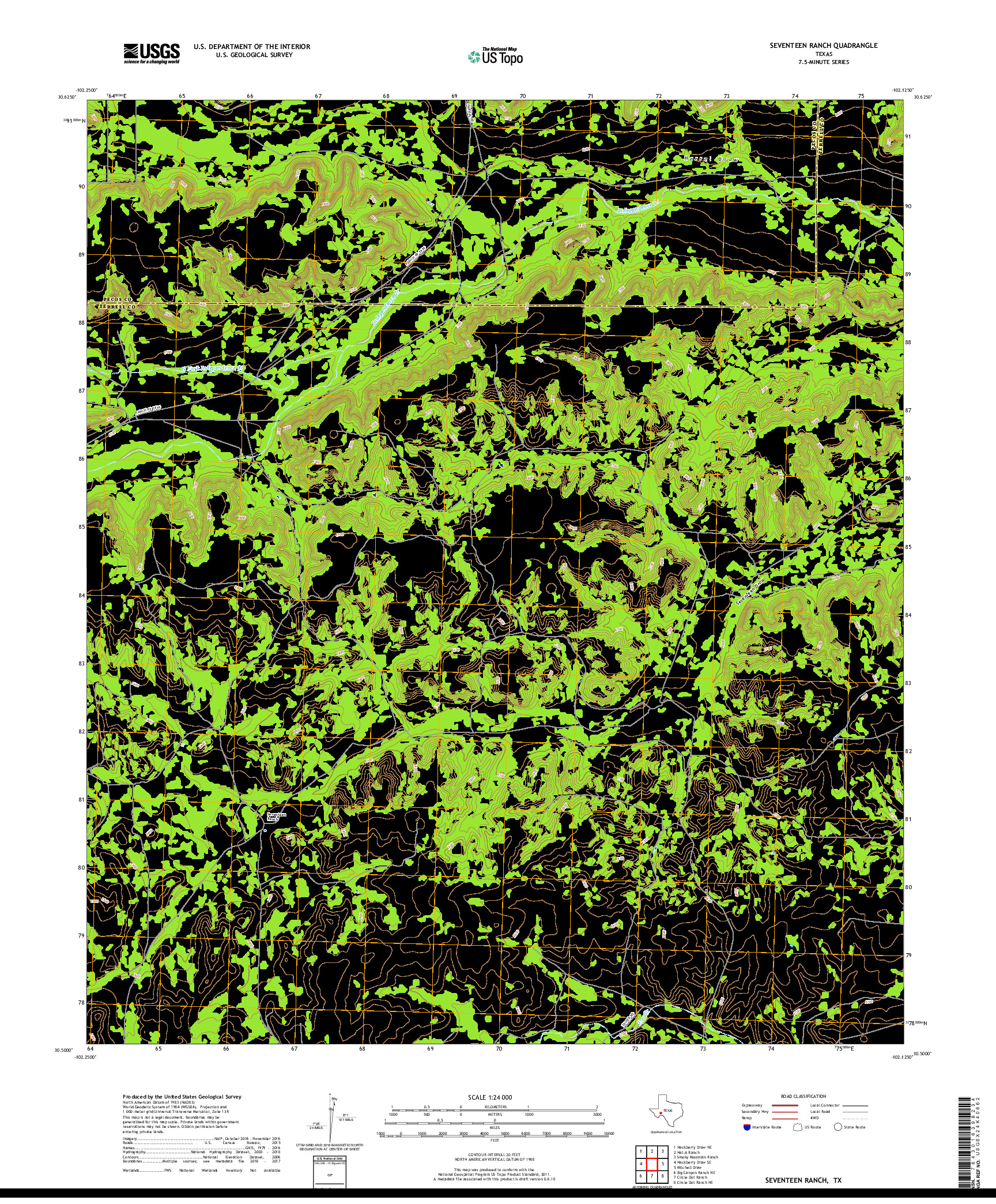 USGS US TOPO 7.5-MINUTE MAP FOR SEVENTEEN RANCH, TX 2019