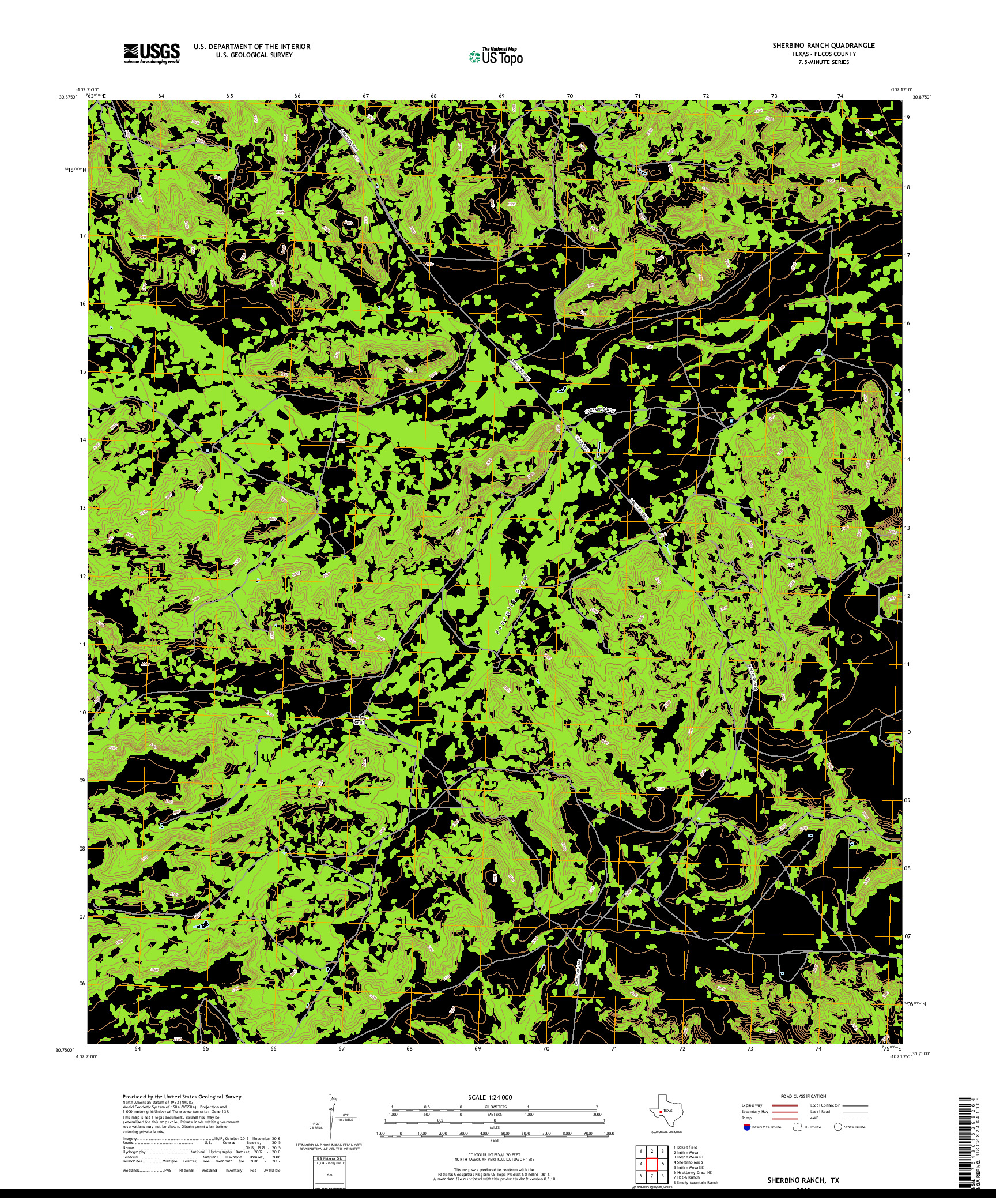 USGS US TOPO 7.5-MINUTE MAP FOR SHERBINO RANCH, TX 2019