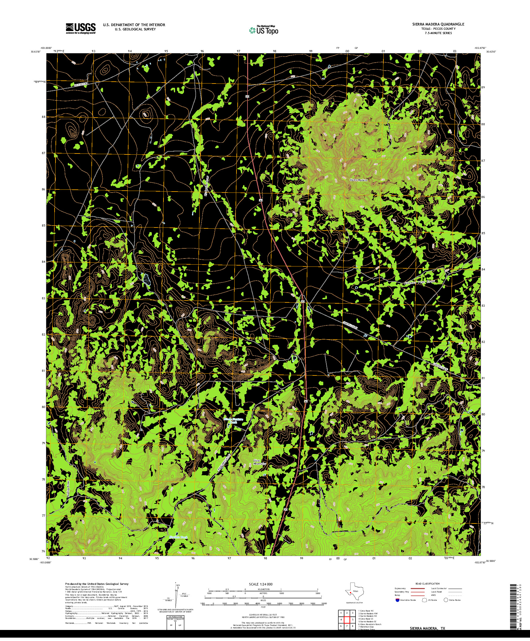 USGS US TOPO 7.5-MINUTE MAP FOR SIERRA MADERA, TX 2019