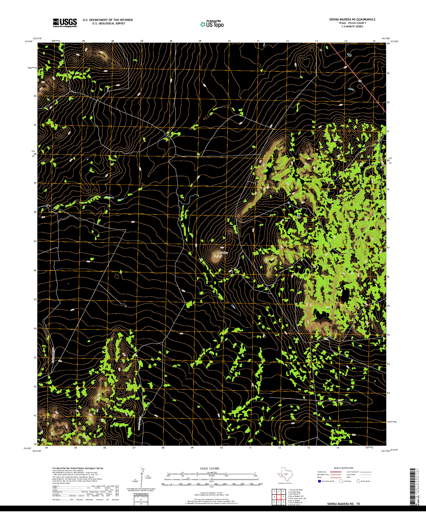 USGS US TOPO 7.5-MINUTE MAP FOR SIERRA MADERA NE, TX 2019