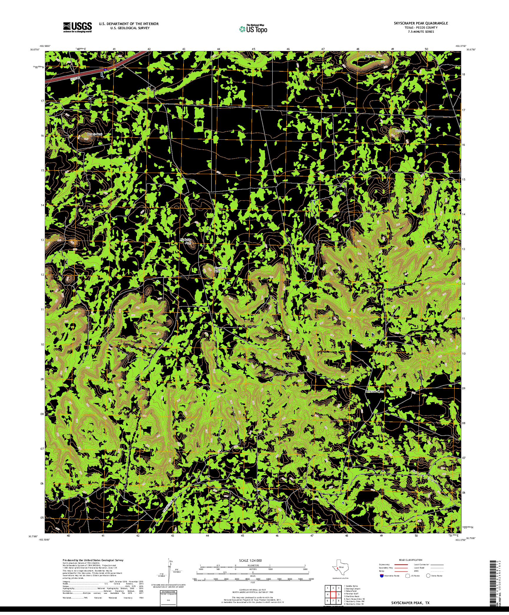 USGS US TOPO 7.5-MINUTE MAP FOR SKYSCRAPER PEAK, TX 2019