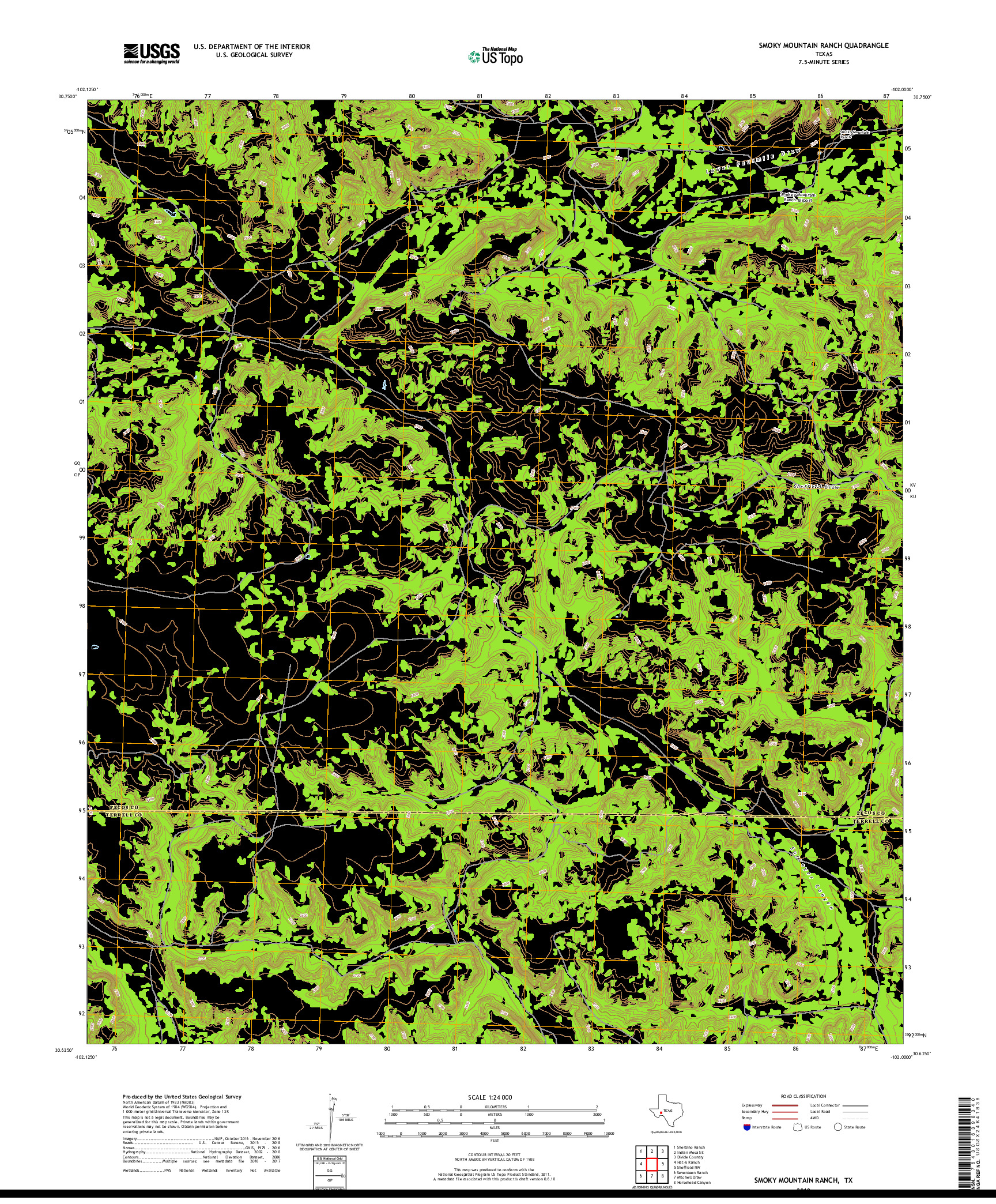 USGS US TOPO 7.5-MINUTE MAP FOR SMOKY MOUNTAIN RANCH, TX 2019