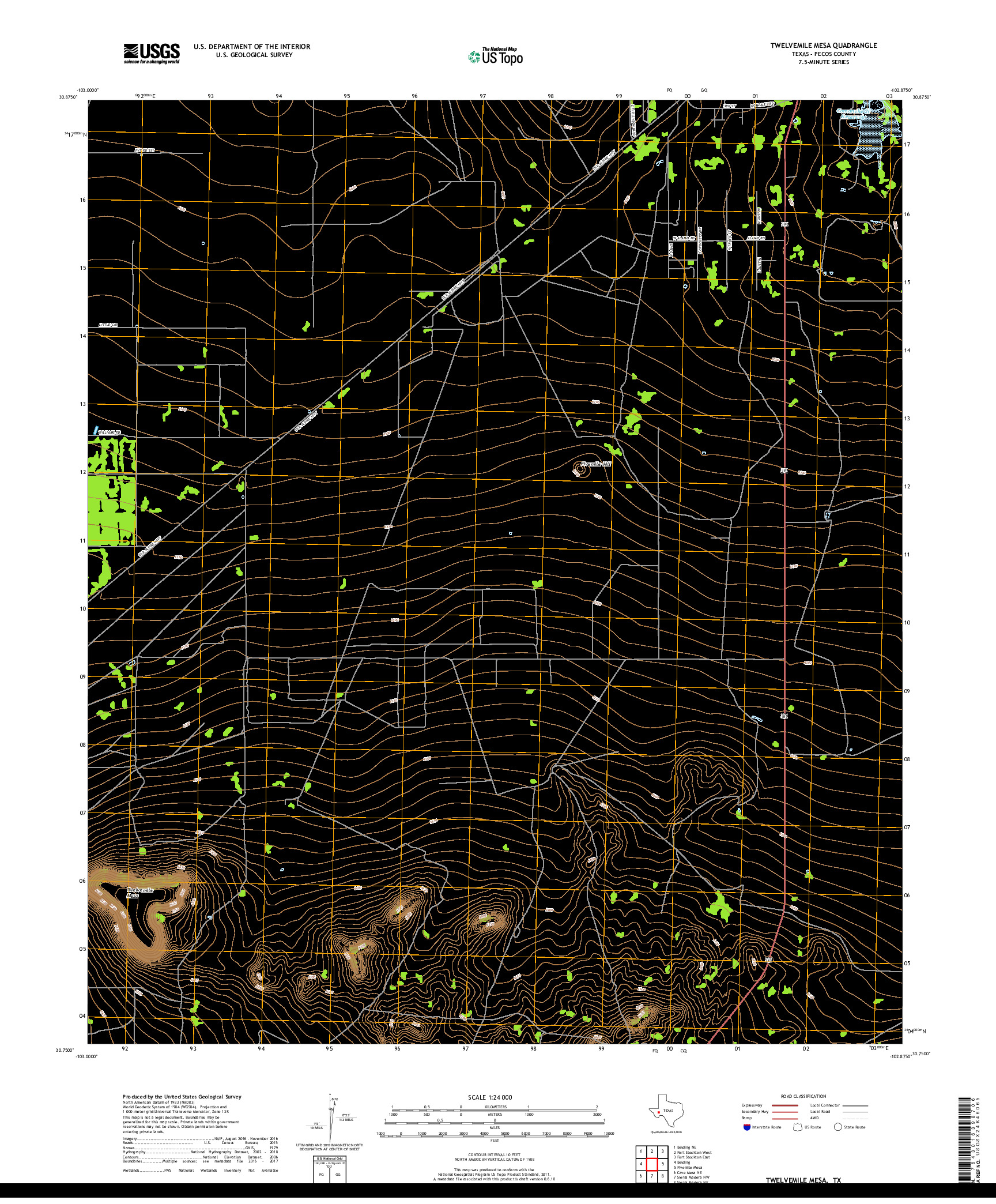 USGS US TOPO 7.5-MINUTE MAP FOR TWELVEMILE MESA, TX 2019
