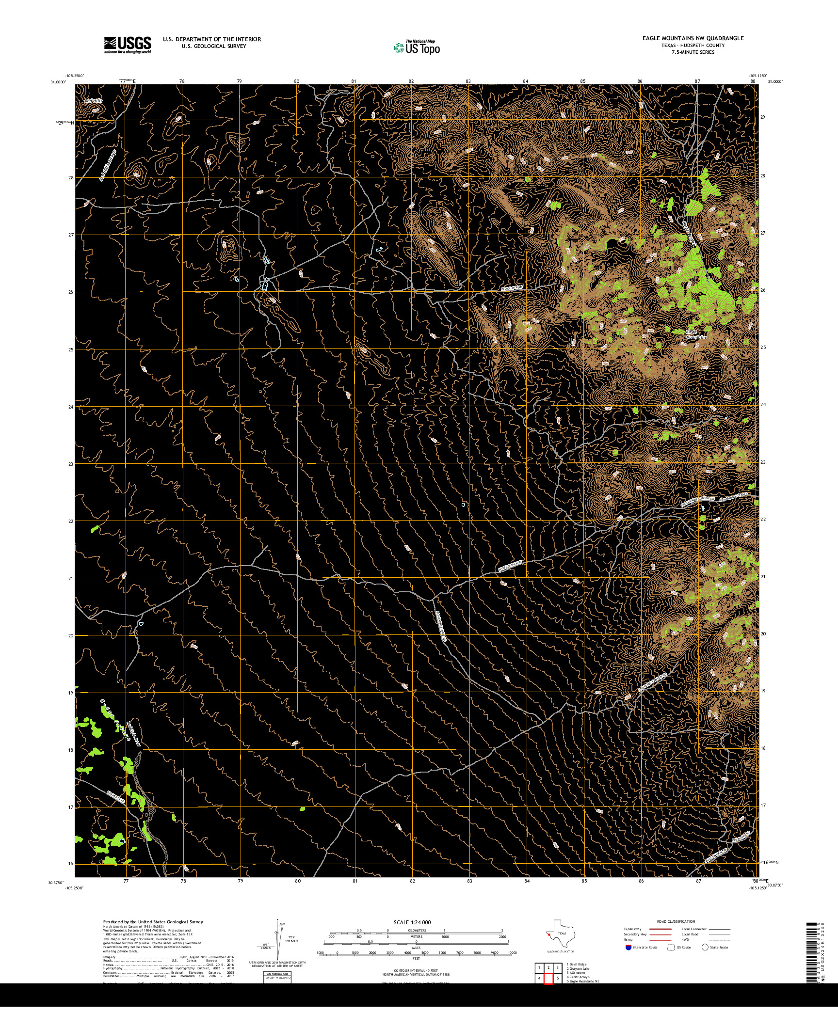 USGS US TOPO 7.5-MINUTE MAP FOR EAGLE MOUNTAINS NW, TX 2019