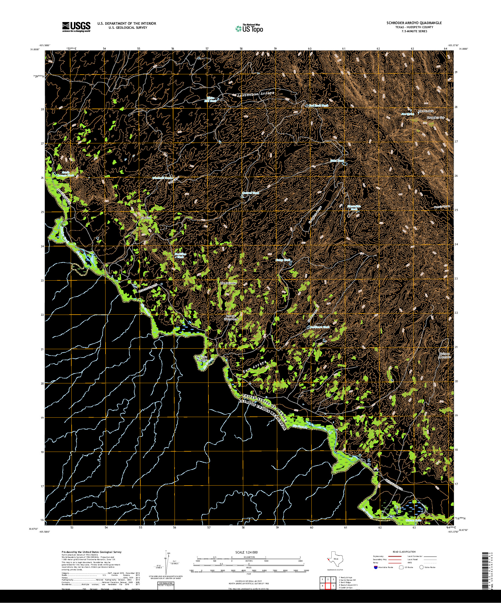 USGS US TOPO 7.5-MINUTE MAP FOR SCHRODER ARROYO, TX,CHH 2019