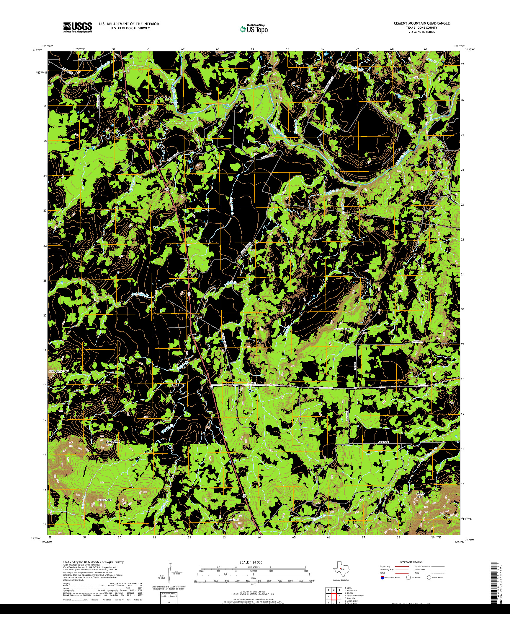 USGS US TOPO 7.5-MINUTE MAP FOR CEMENT MOUNTAIN, TX 2019