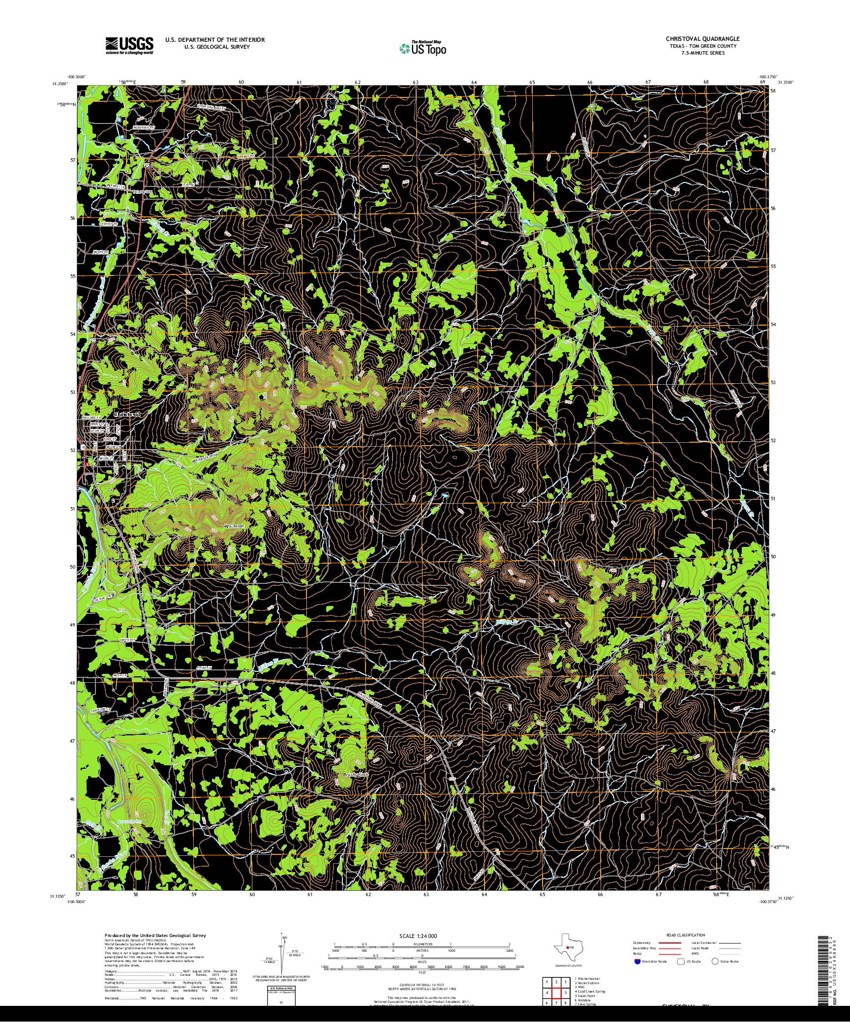 USGS US TOPO 7.5-MINUTE MAP FOR CHRISTOVAL, TX 2019