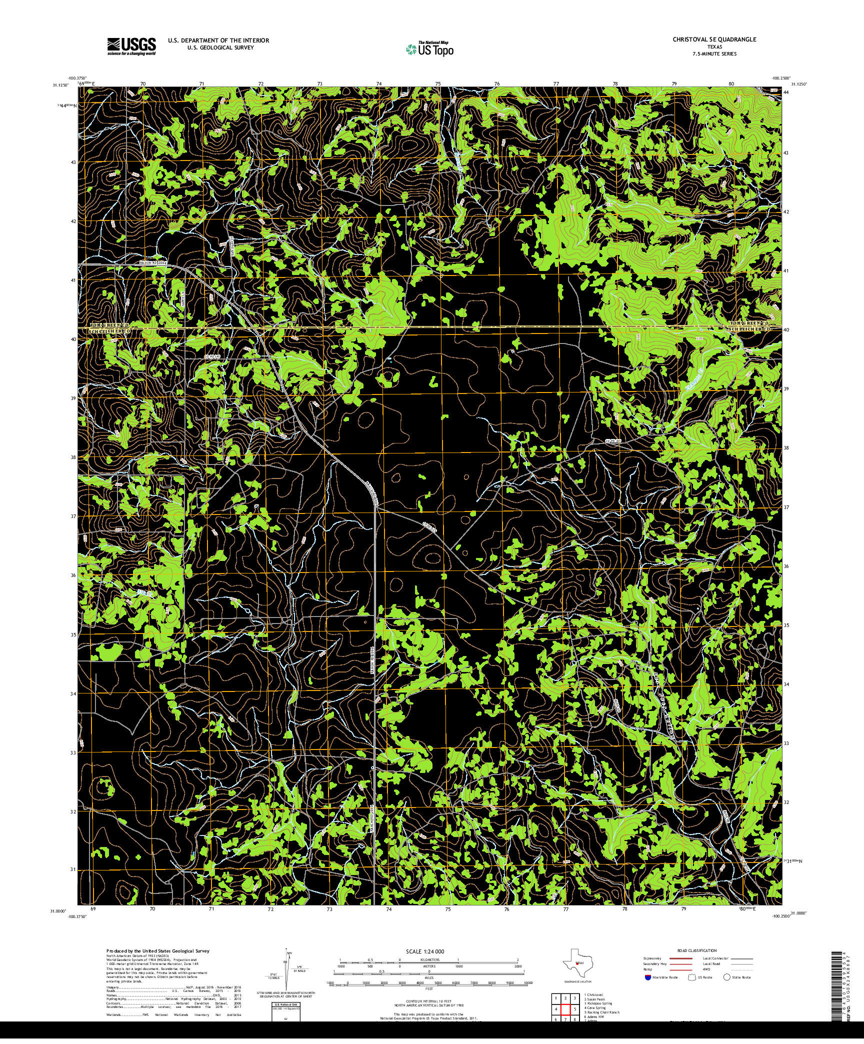 USGS US TOPO 7.5-MINUTE MAP FOR CHRISTOVAL SE, TX 2019