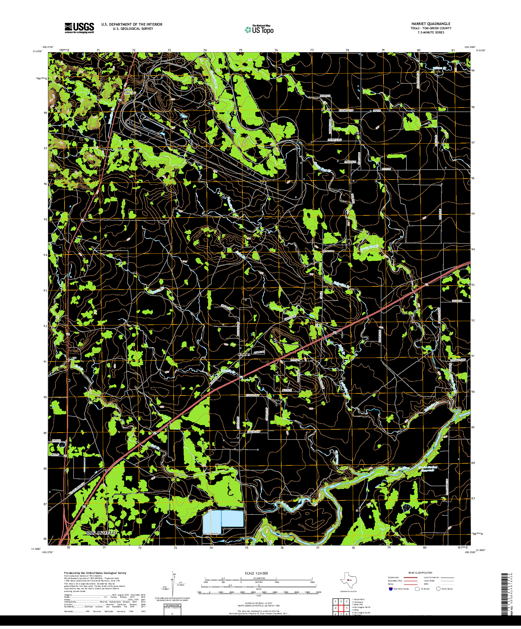 USGS US TOPO 7.5-MINUTE MAP FOR HARRIET, TX 2019