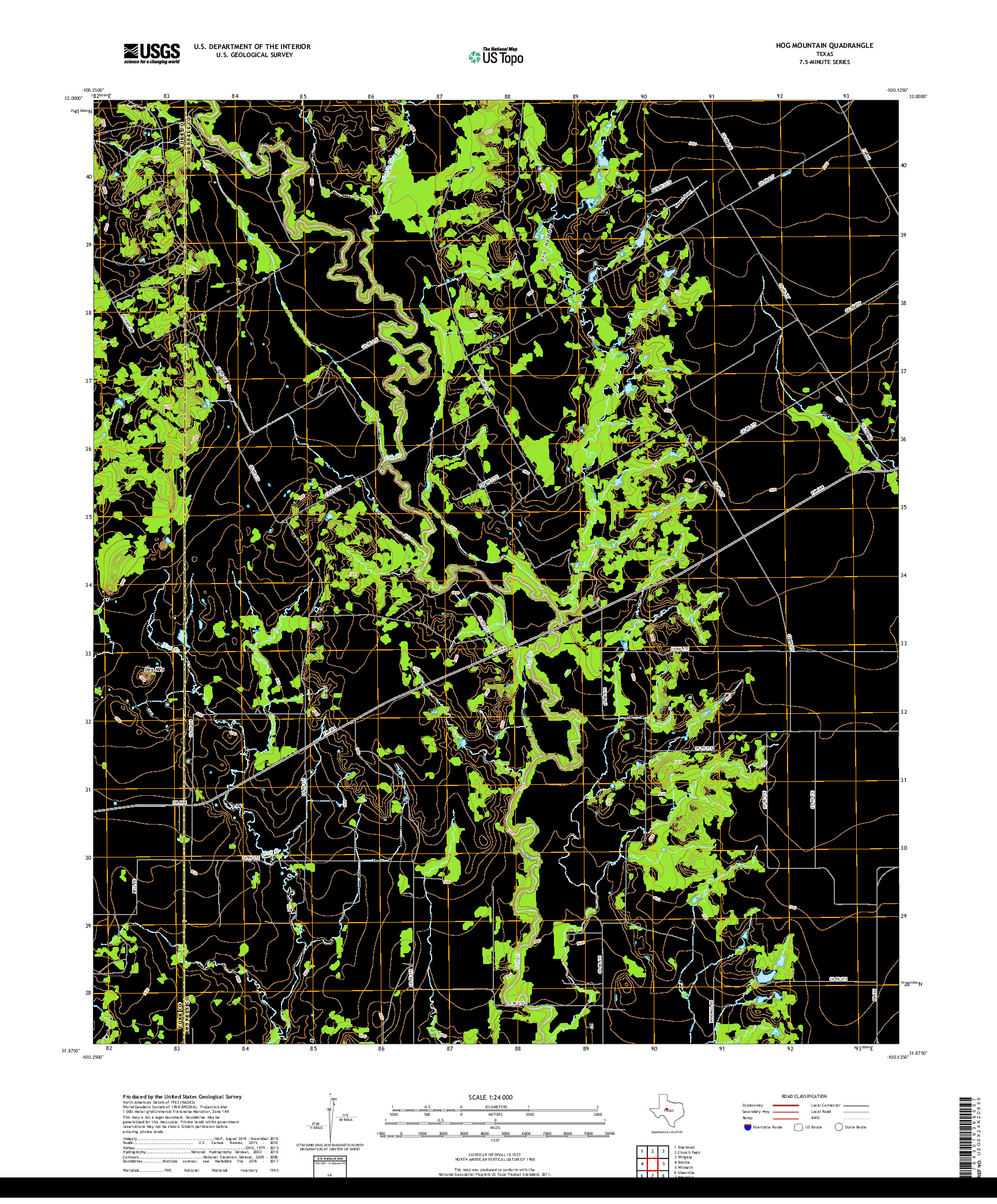 USGS US TOPO 7.5-MINUTE MAP FOR HOG MOUNTAIN, TX 2019