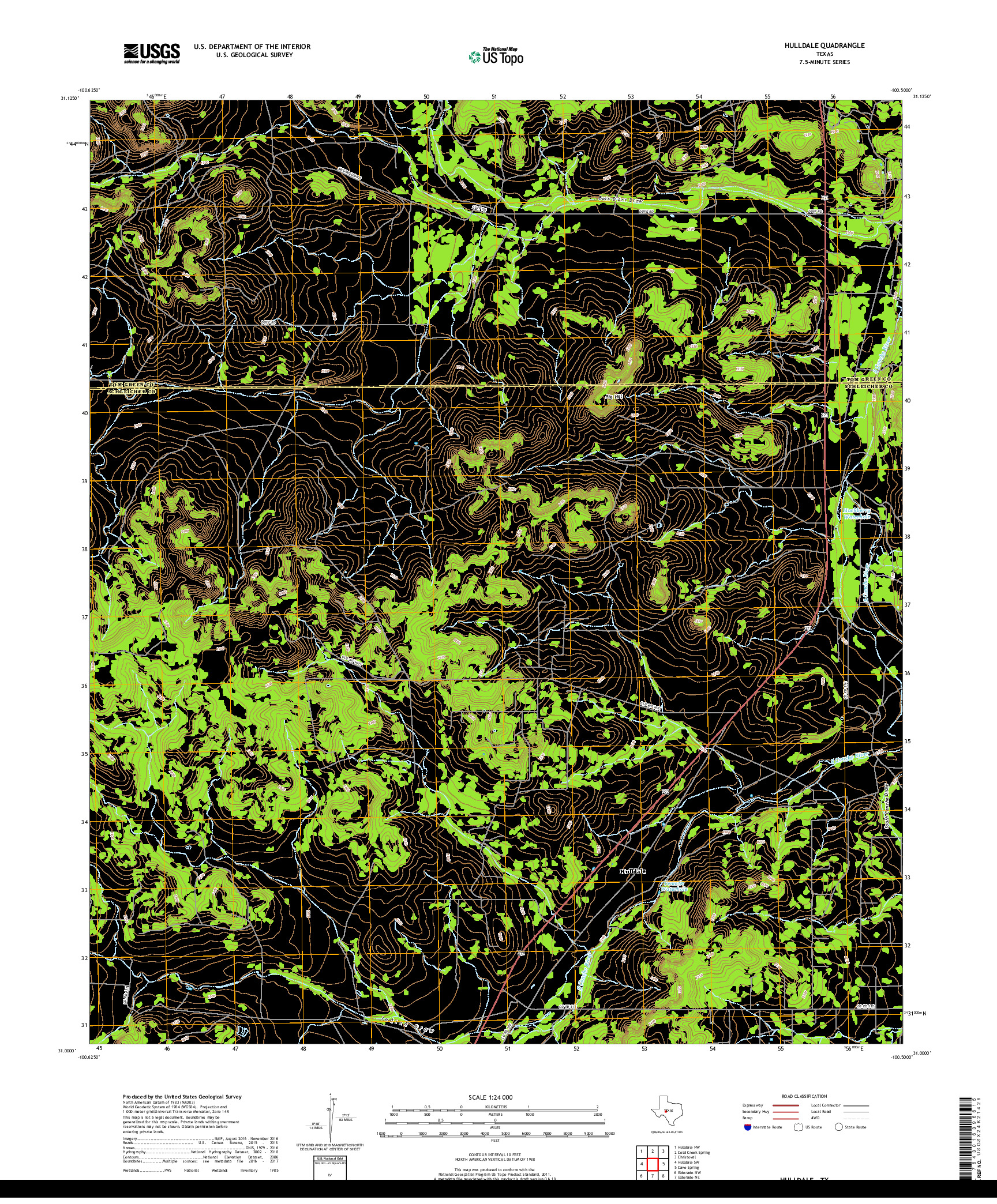 USGS US TOPO 7.5-MINUTE MAP FOR HULLDALE, TX 2019