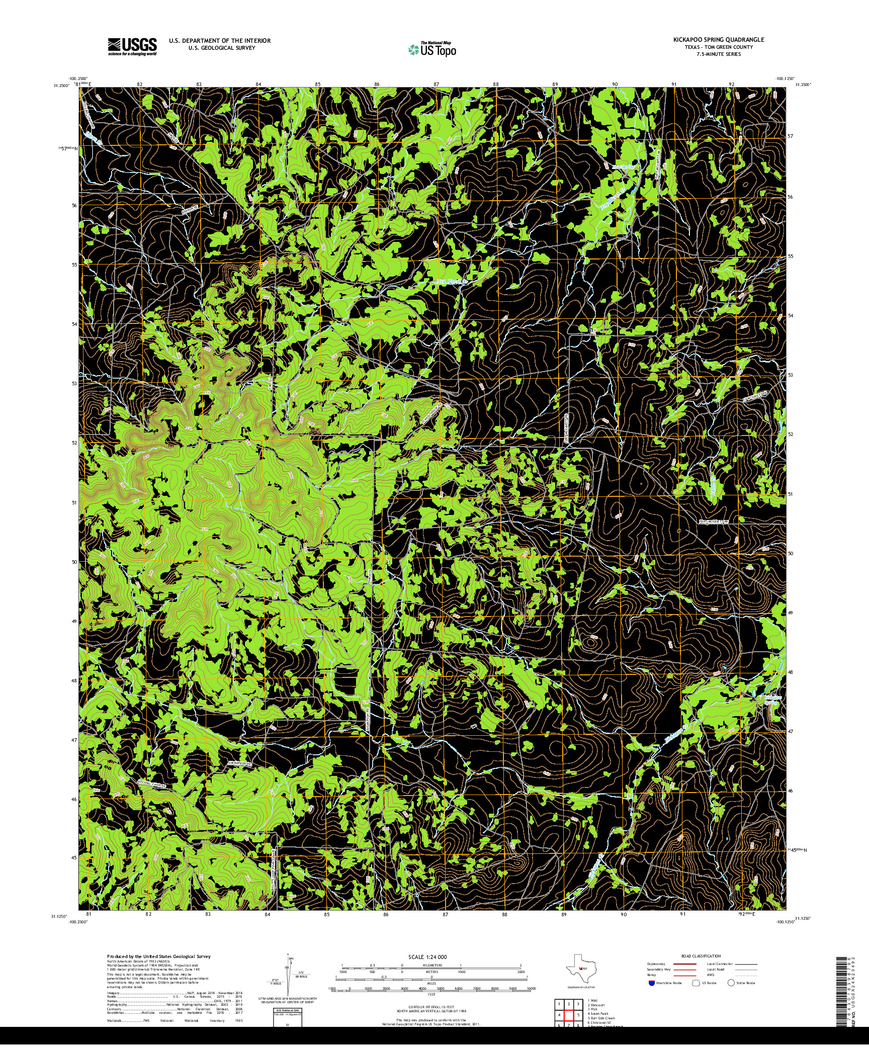 USGS US TOPO 7.5-MINUTE MAP FOR KICKAPOO SPRING, TX 2019