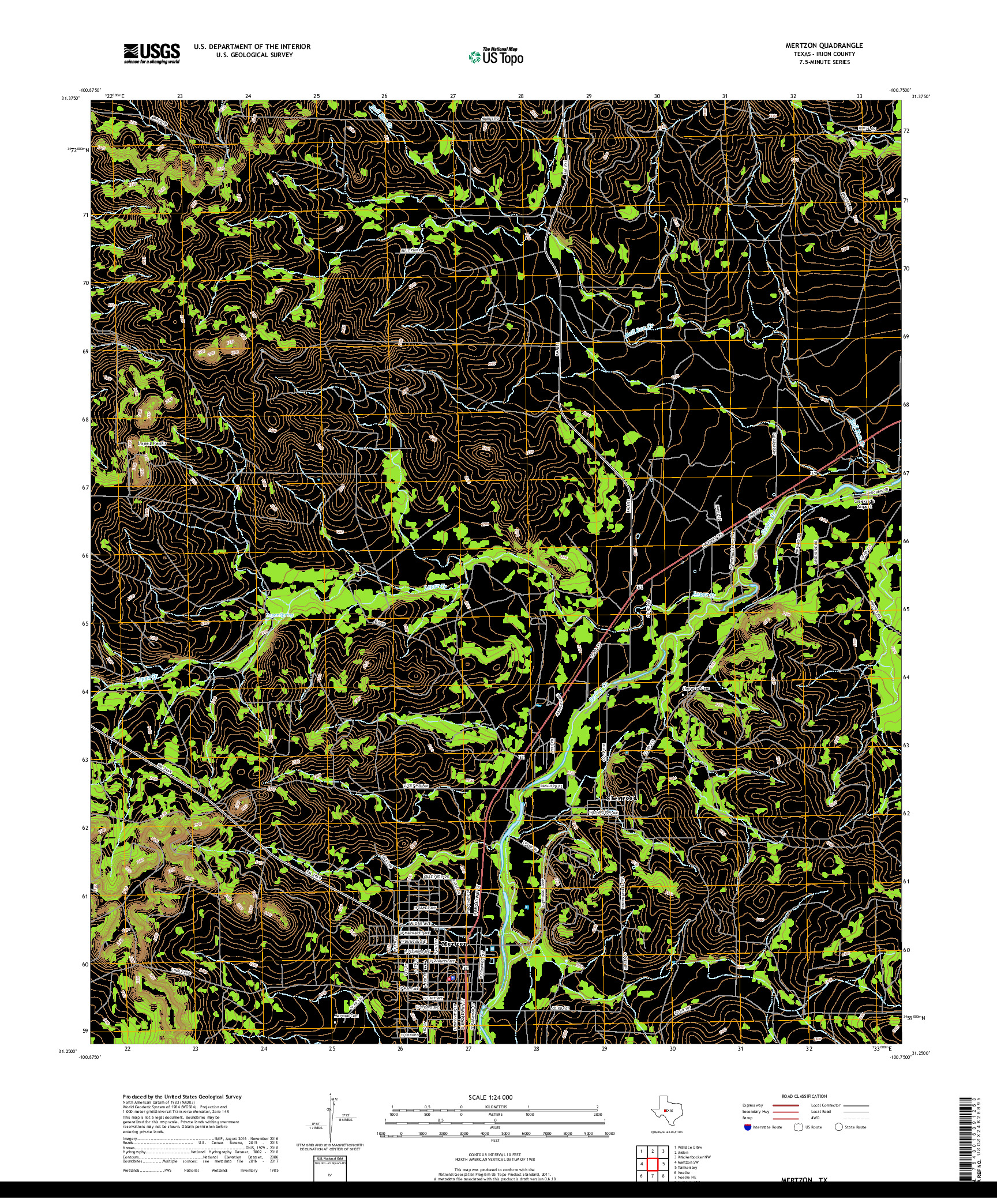 USGS US TOPO 7.5-MINUTE MAP FOR MERTZON, TX 2019