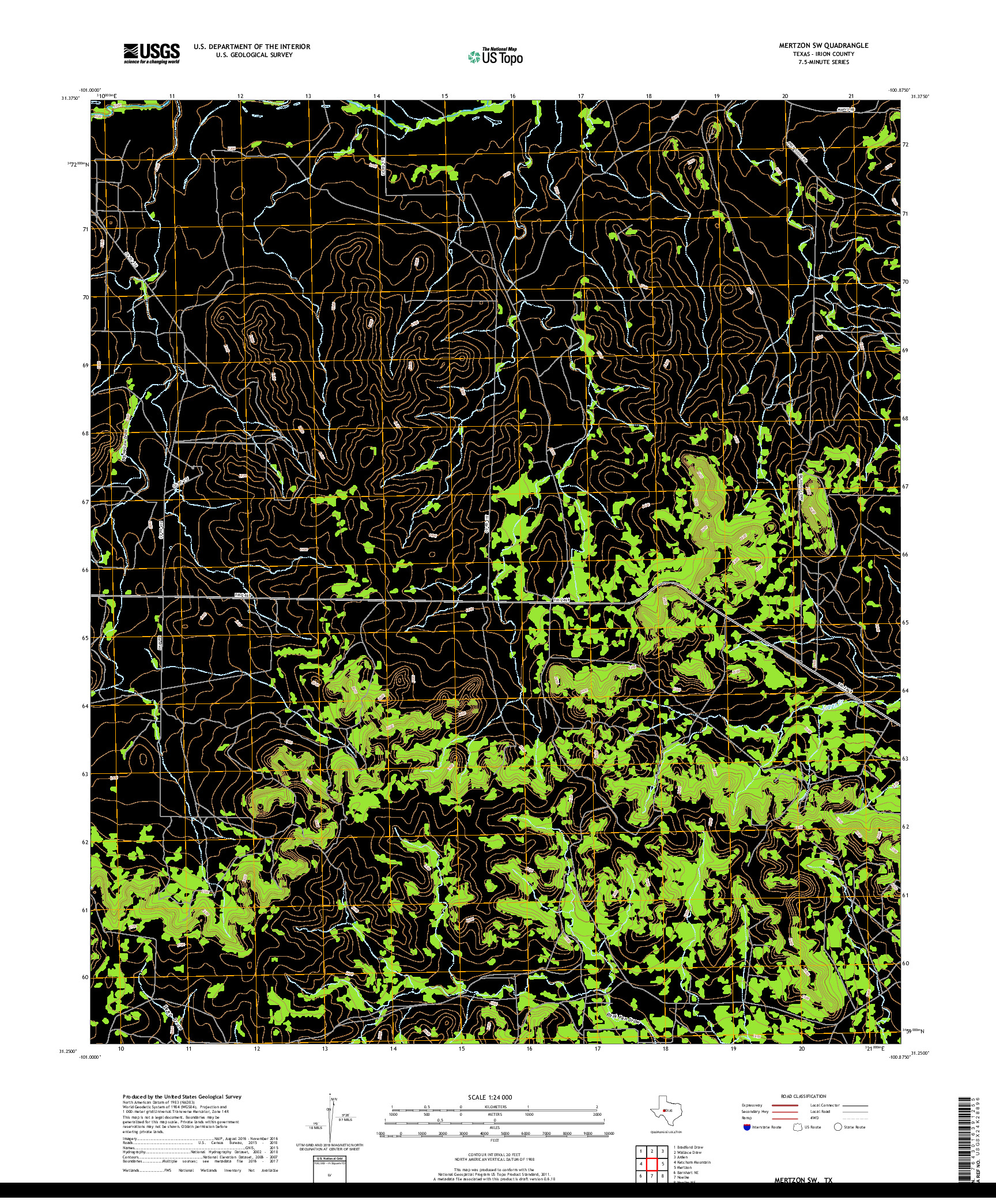 USGS US TOPO 7.5-MINUTE MAP FOR MERTZON SW, TX 2019