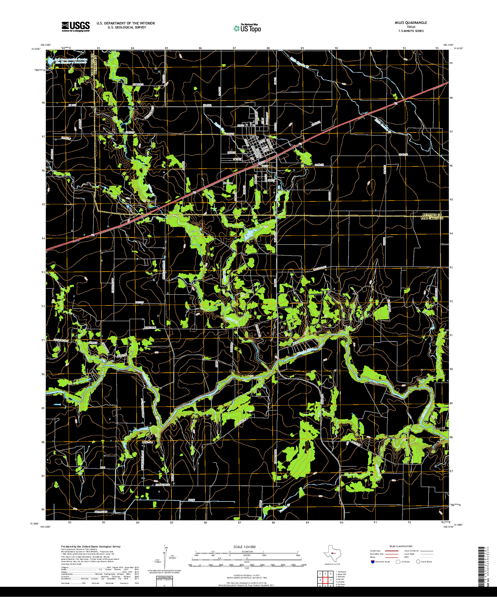 USGS US TOPO 7.5-MINUTE MAP FOR MILES, TX 2019