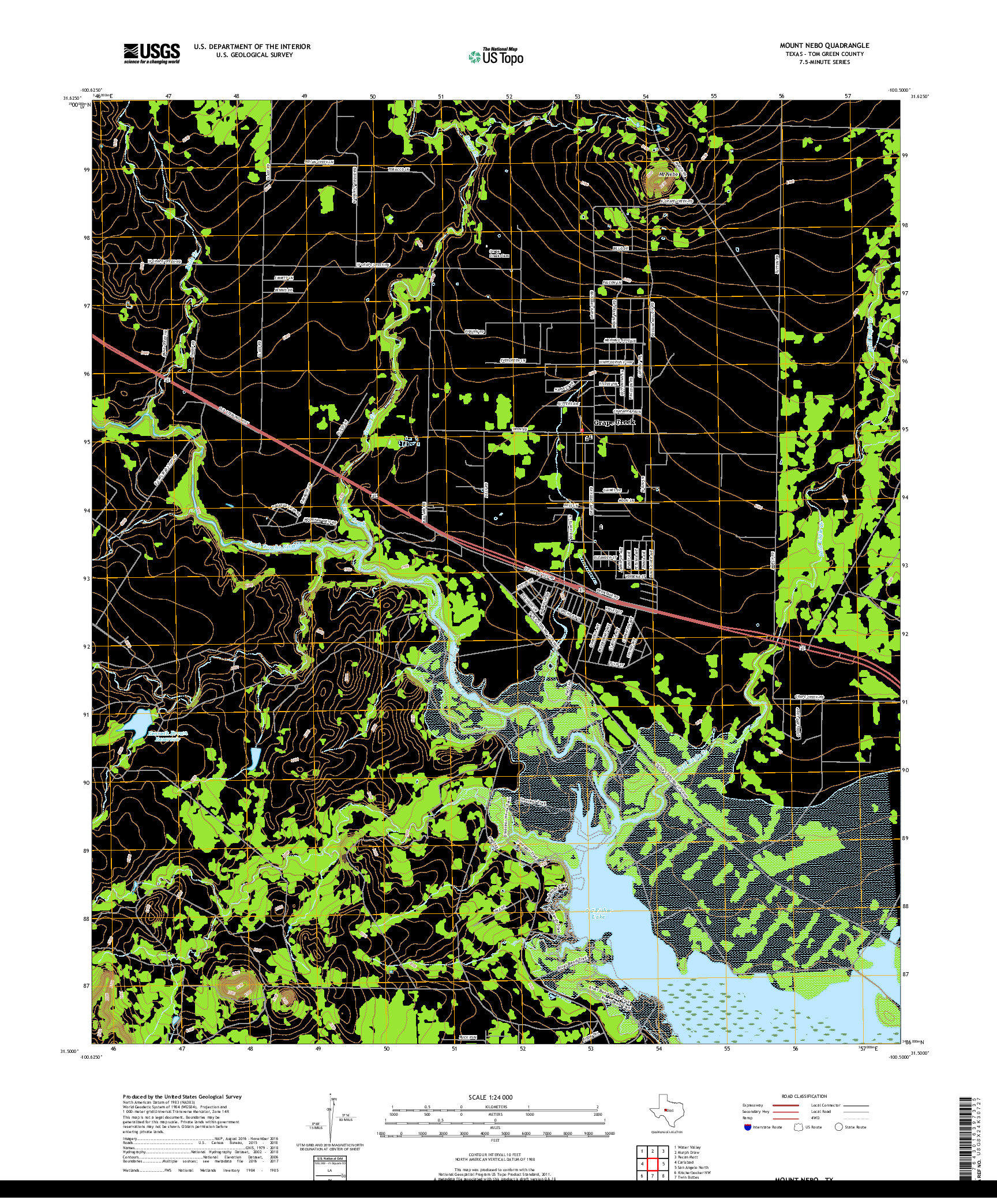 USGS US TOPO 7.5-MINUTE MAP FOR MOUNT NEBO, TX 2019