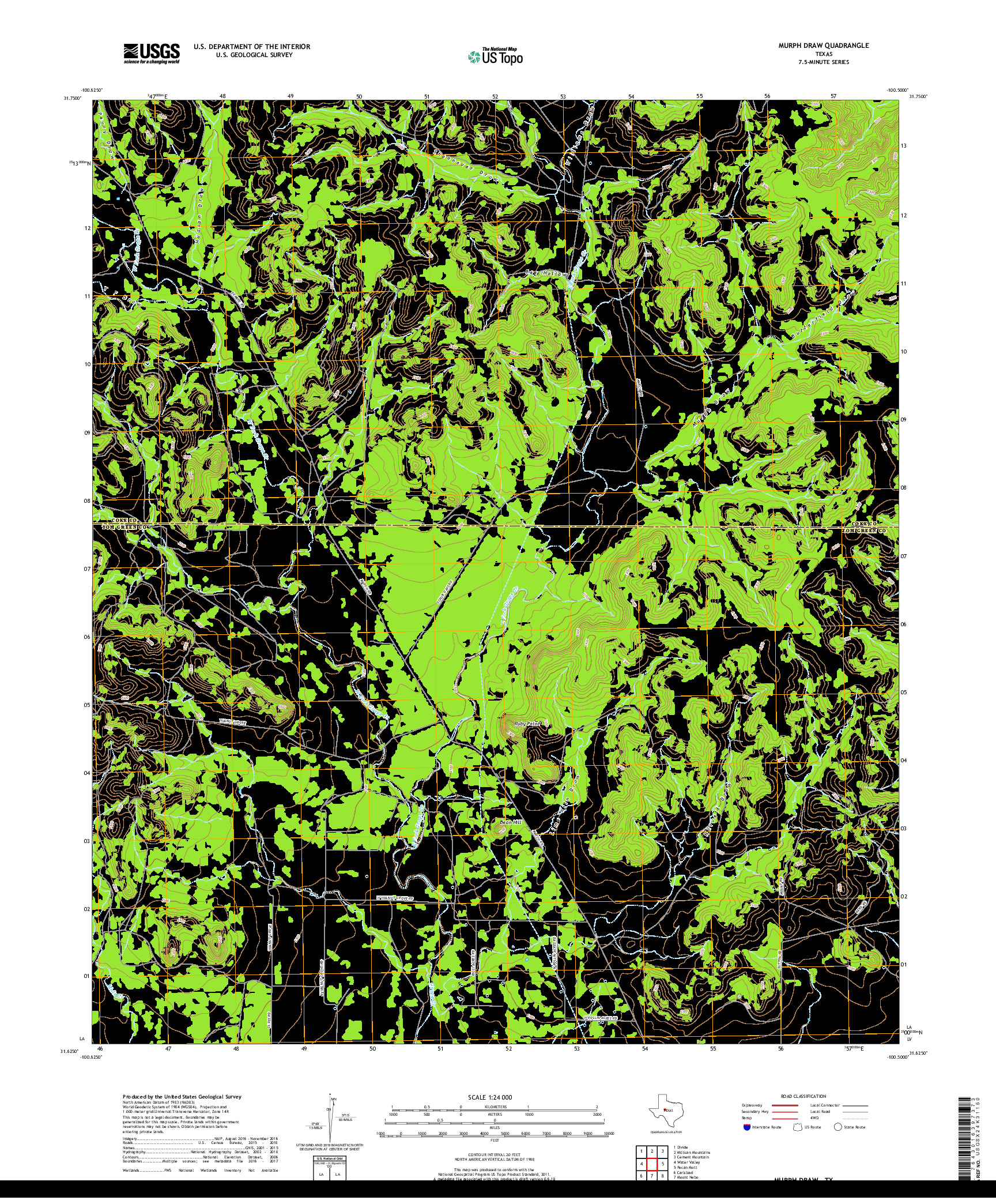 USGS US TOPO 7.5-MINUTE MAP FOR MURPH DRAW, TX 2019