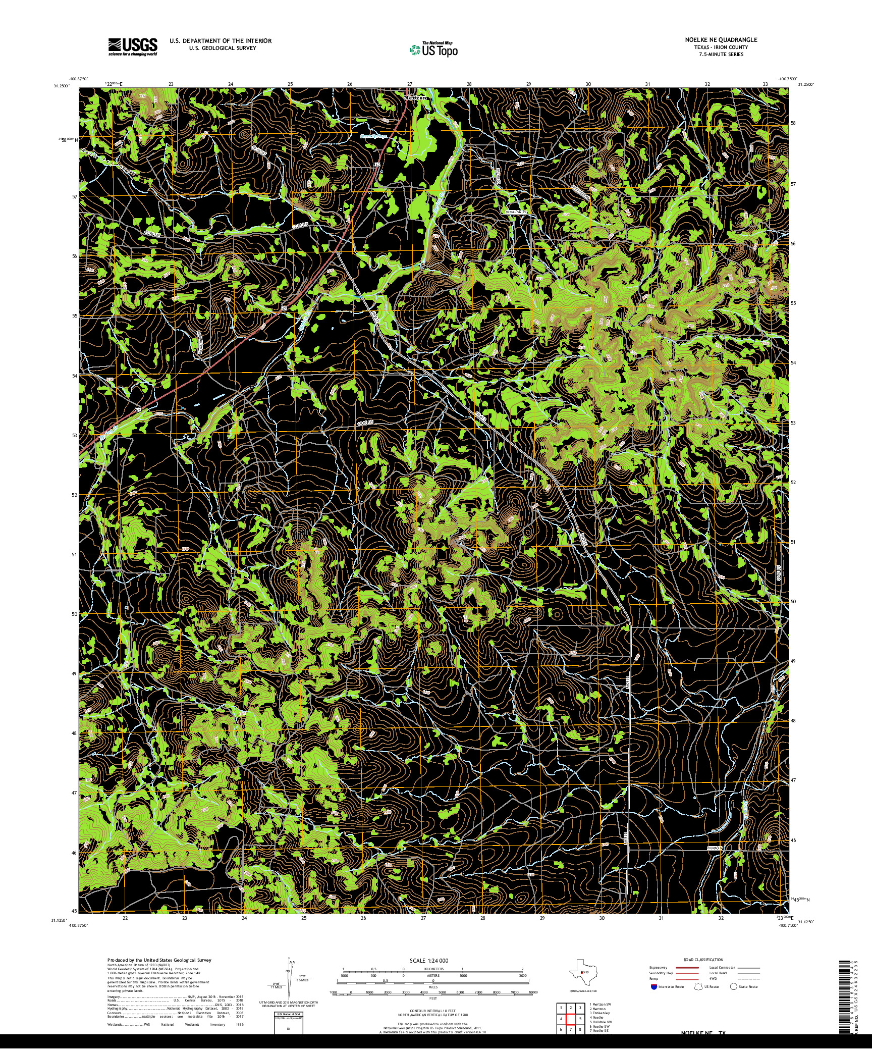 USGS US TOPO 7.5-MINUTE MAP FOR NOELKE NE, TX 2019