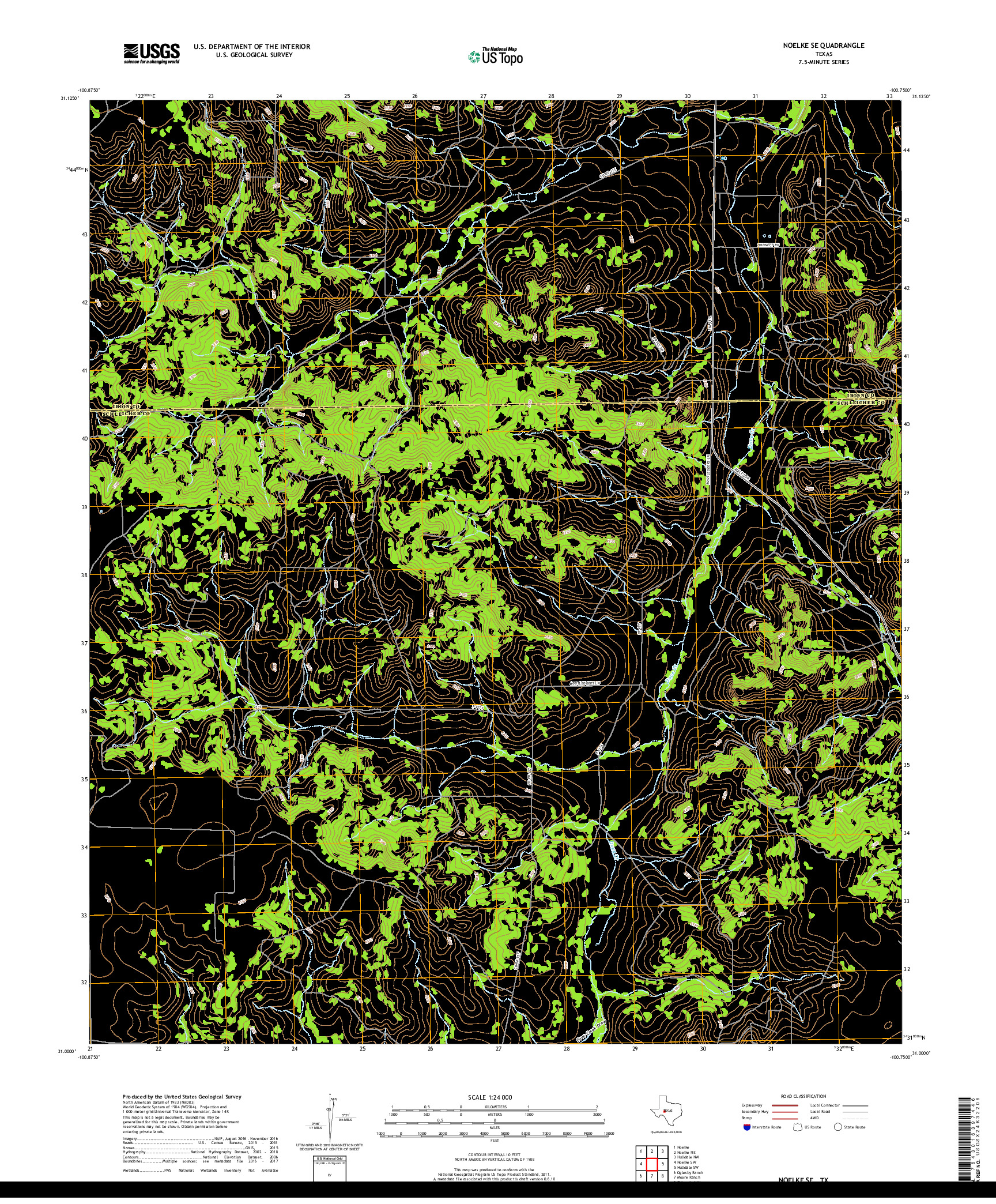 USGS US TOPO 7.5-MINUTE MAP FOR NOELKE SE, TX 2019