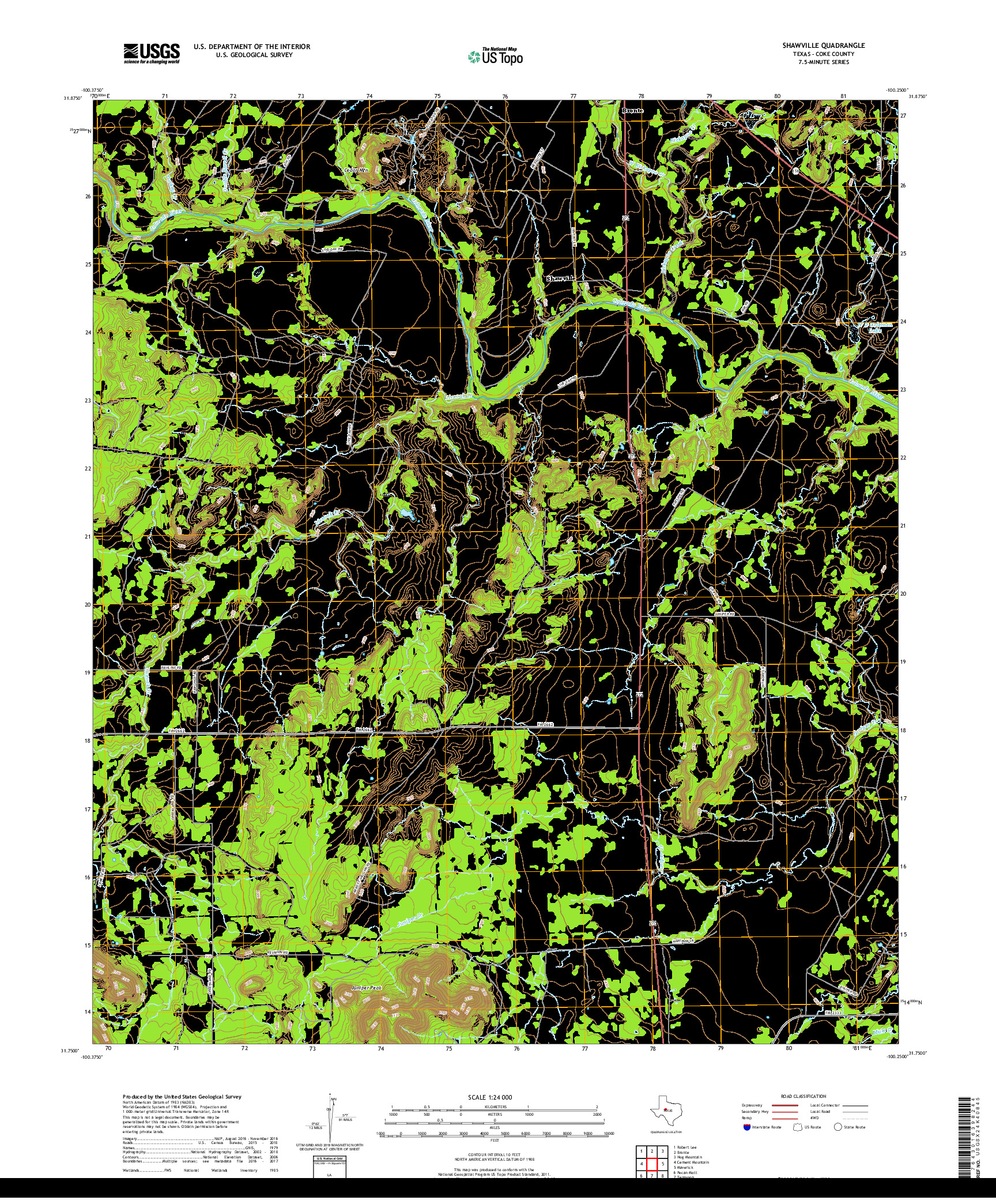 USGS US TOPO 7.5-MINUTE MAP FOR SHAWVILLE, TX 2019