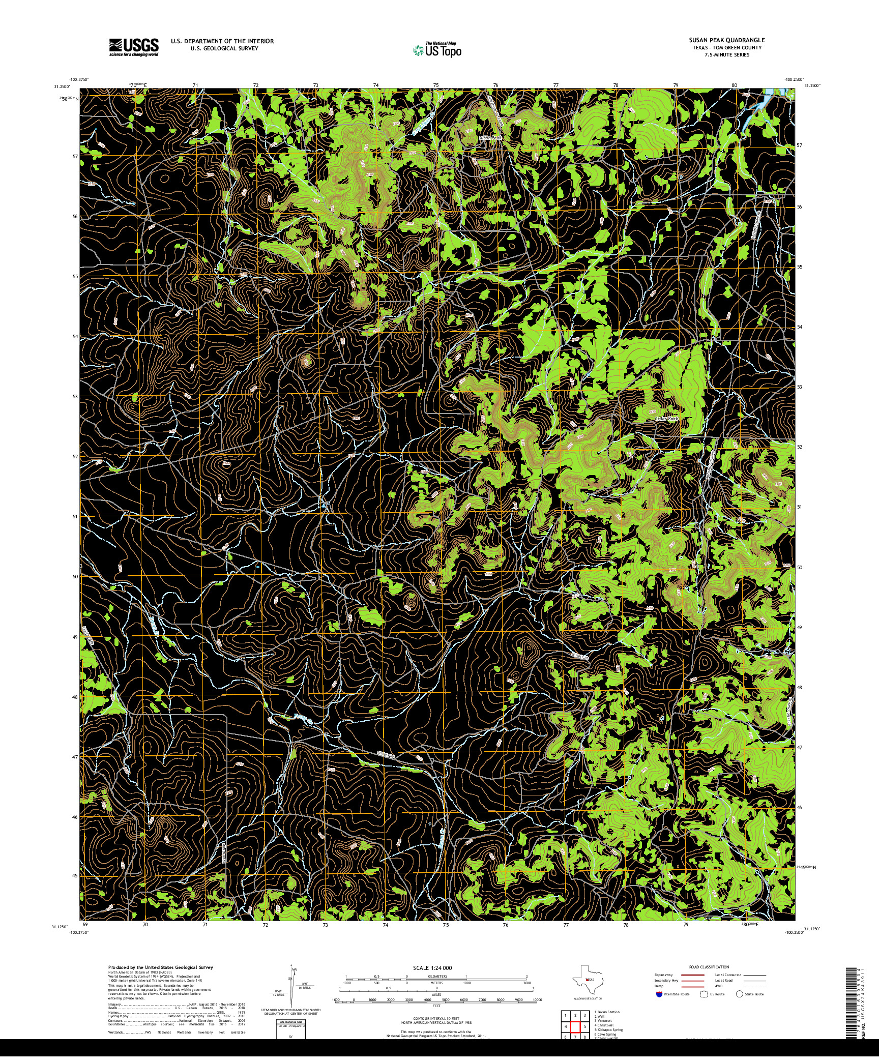 USGS US TOPO 7.5-MINUTE MAP FOR SUSAN PEAK, TX 2019