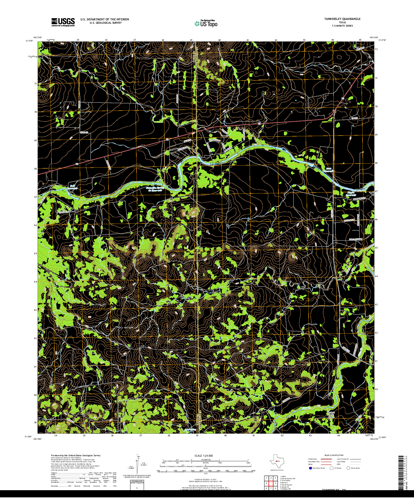 USGS US TOPO 7.5-MINUTE MAP FOR TANKERSLEY, TX 2019