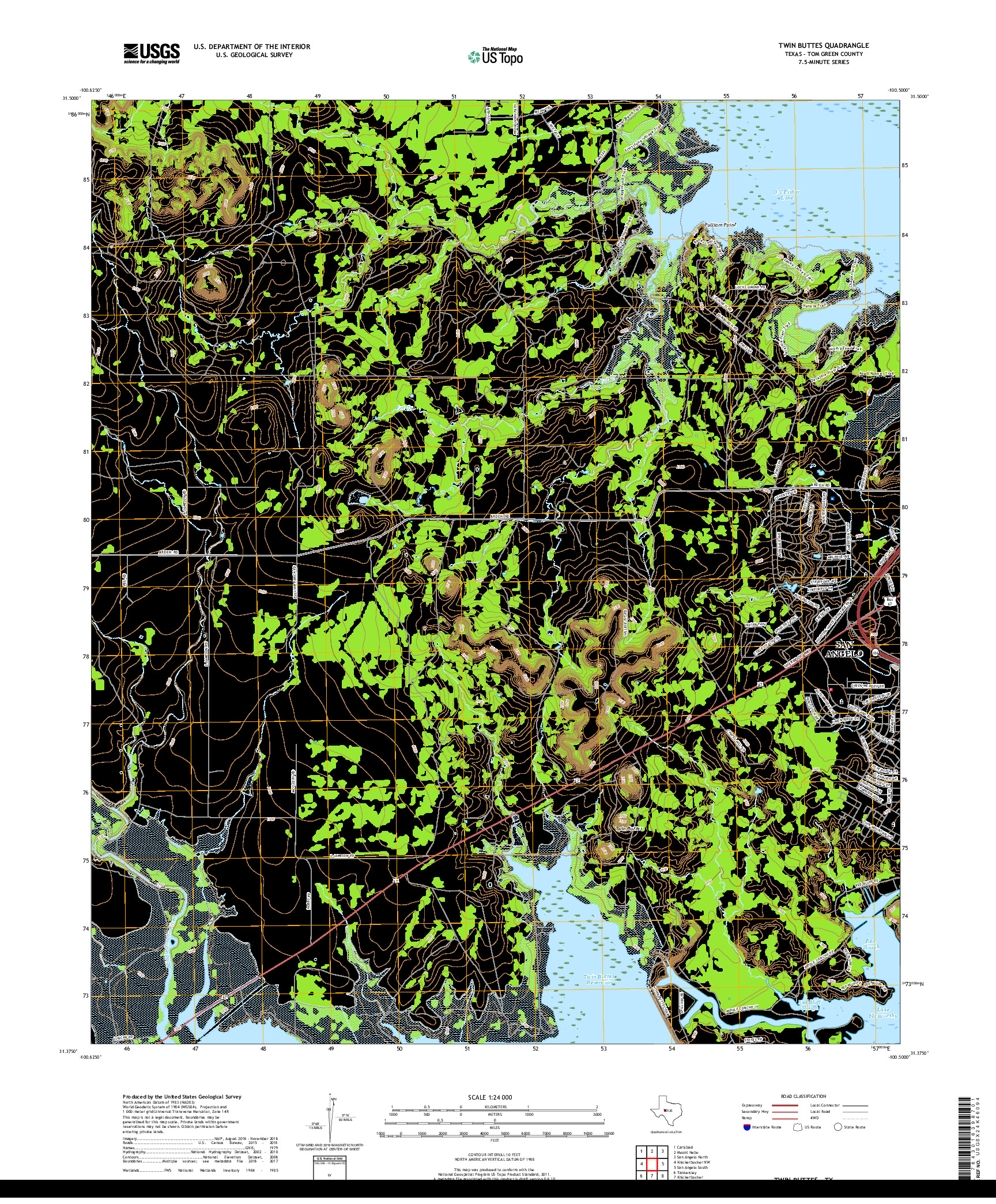 USGS US TOPO 7.5-MINUTE MAP FOR TWIN BUTTES, TX 2019