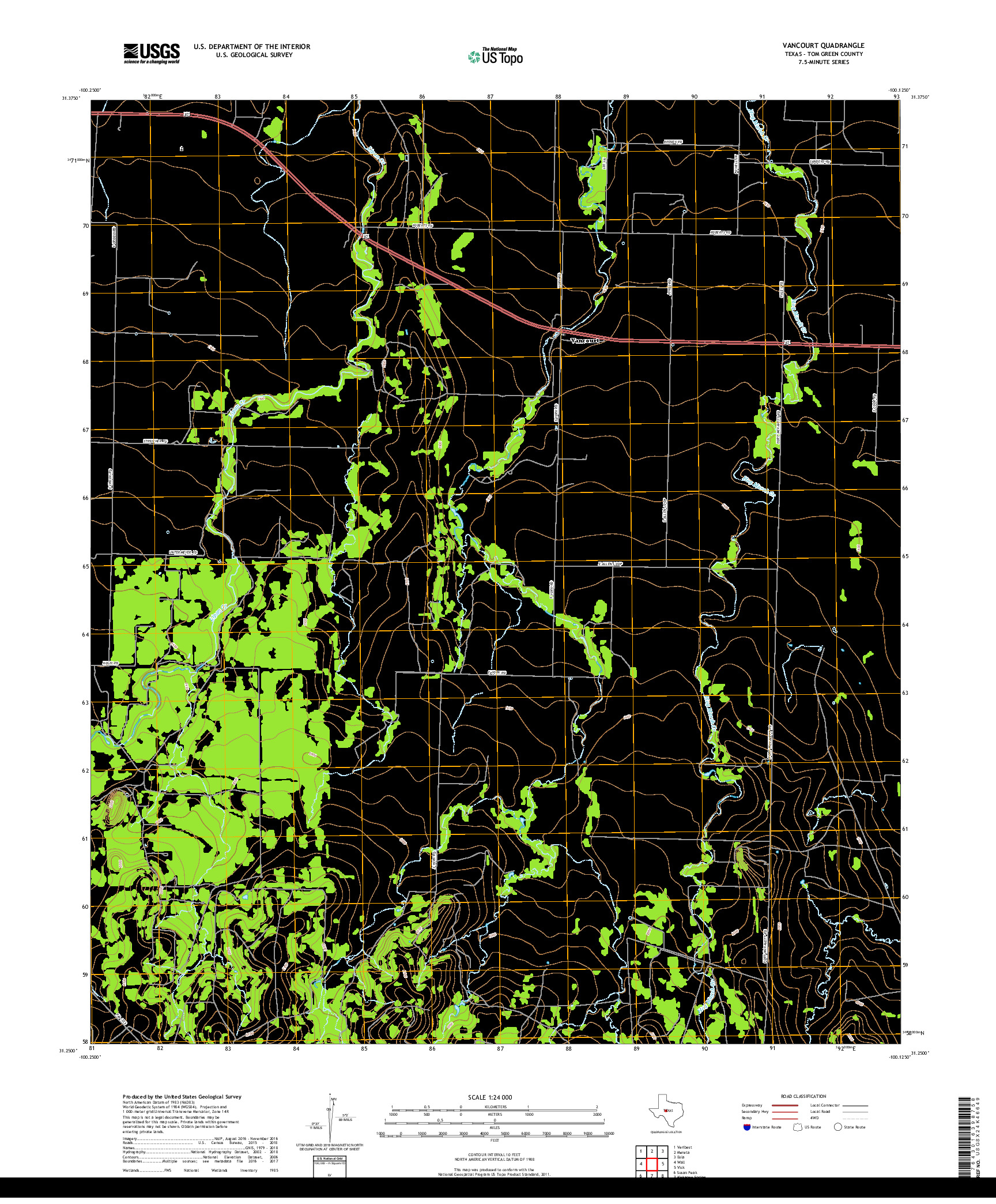 USGS US TOPO 7.5-MINUTE MAP FOR VANCOURT, TX 2019