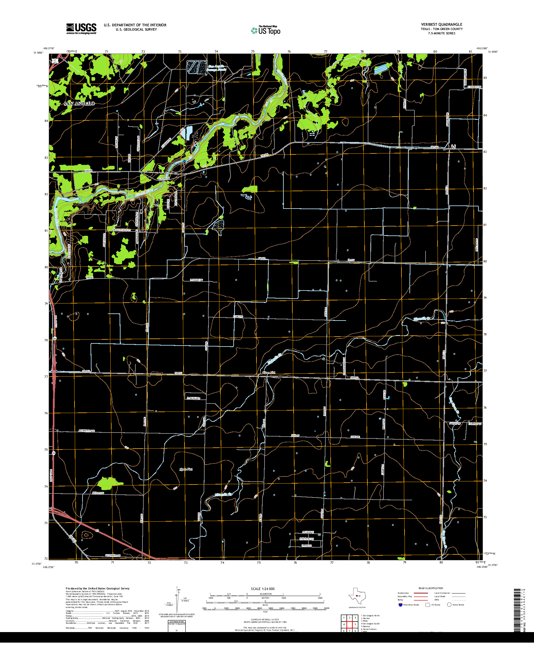 USGS US TOPO 7.5-MINUTE MAP FOR VERIBEST, TX 2019