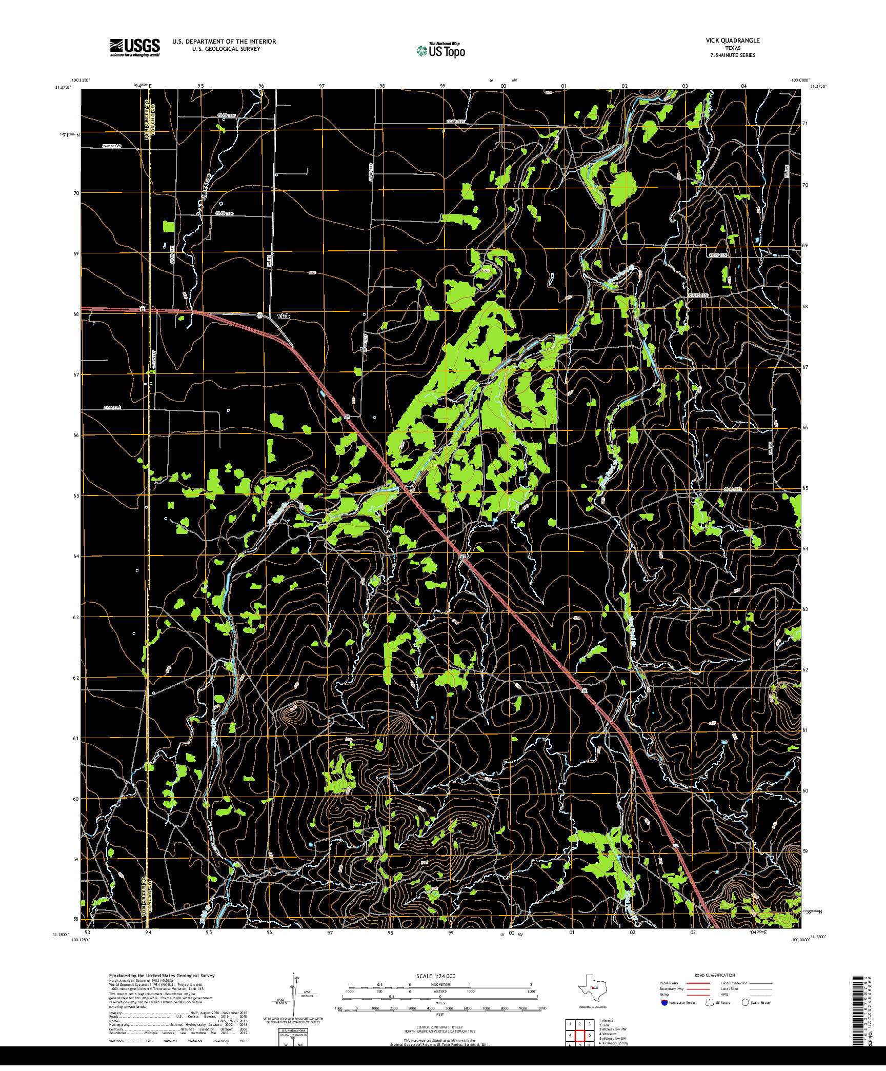 USGS US TOPO 7.5-MINUTE MAP FOR VICK, TX 2019