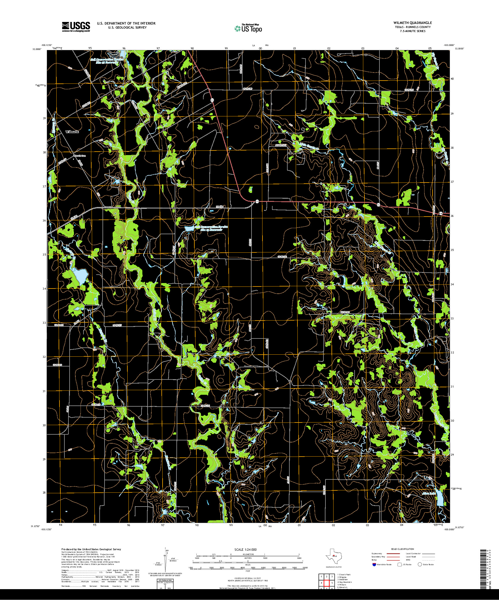 USGS US TOPO 7.5-MINUTE MAP FOR WILMETH, TX 2019