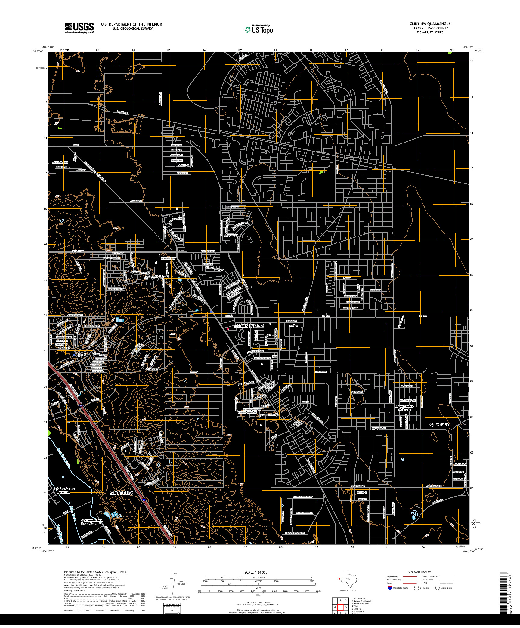 USGS US TOPO 7.5-MINUTE MAP FOR CLINT NW, TX 2019