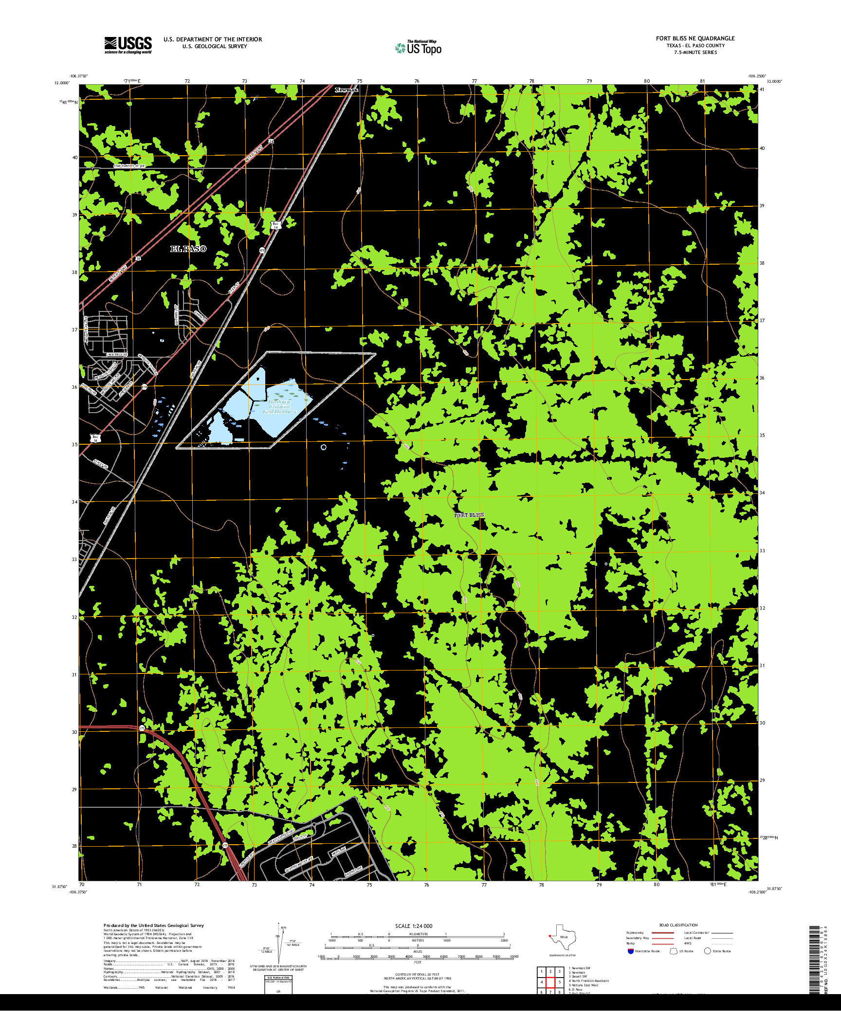 USGS US TOPO 7.5-MINUTE MAP FOR FORT BLISS NE, TX 2019