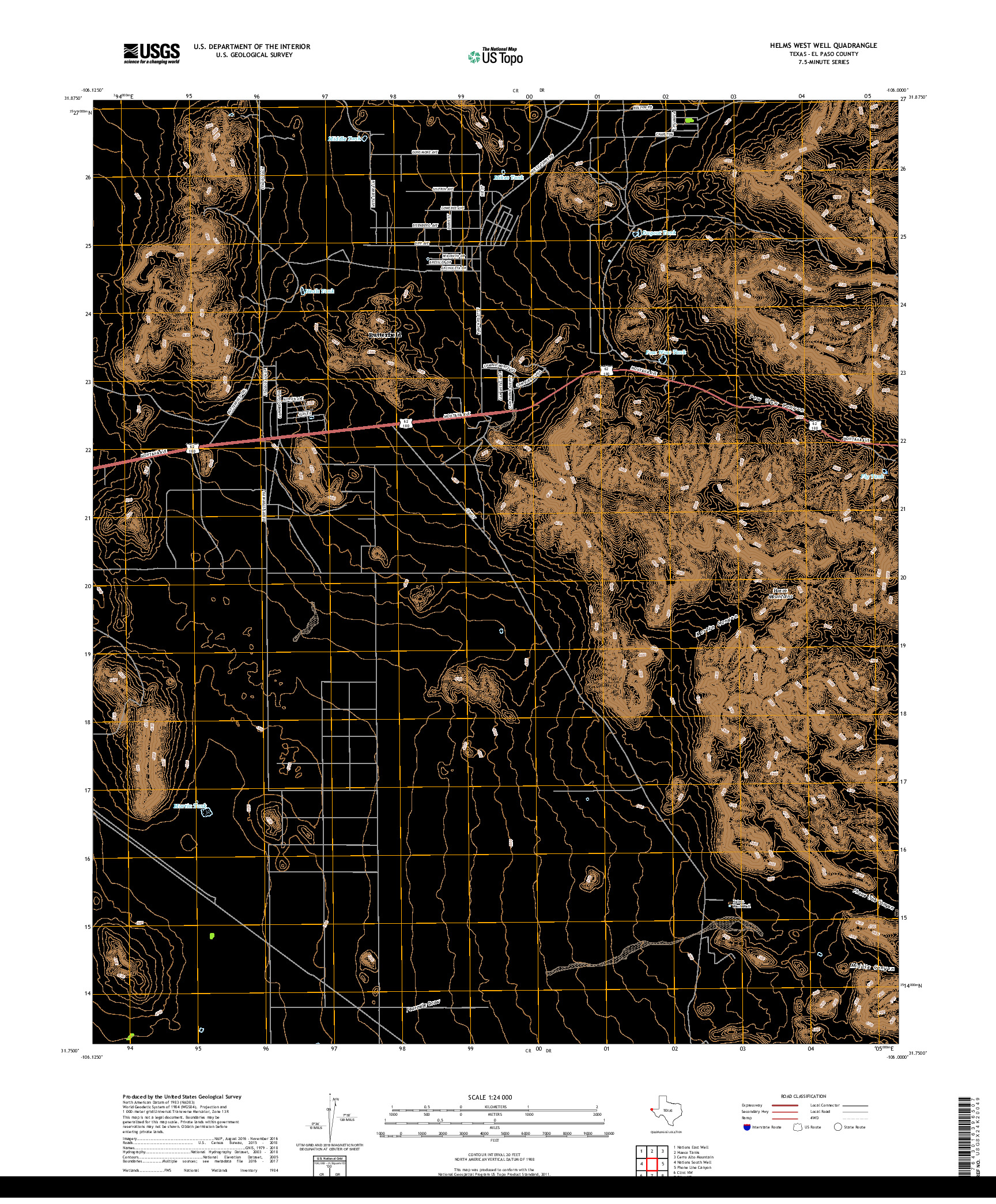 USGS US TOPO 7.5-MINUTE MAP FOR HELMS WEST WELL, TX 2019