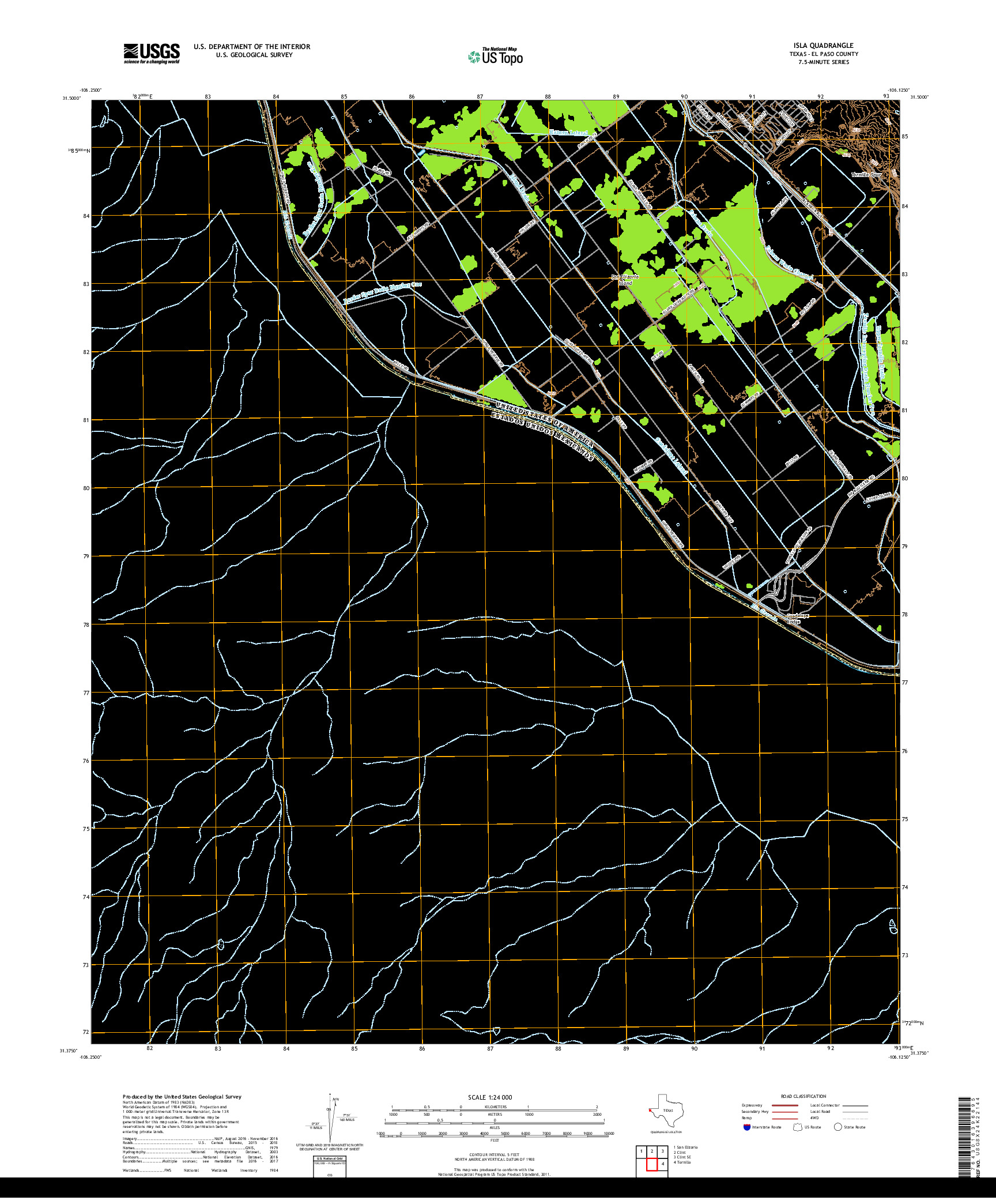 USGS US TOPO 7.5-MINUTE MAP FOR ISLA, TX,CHH 2019