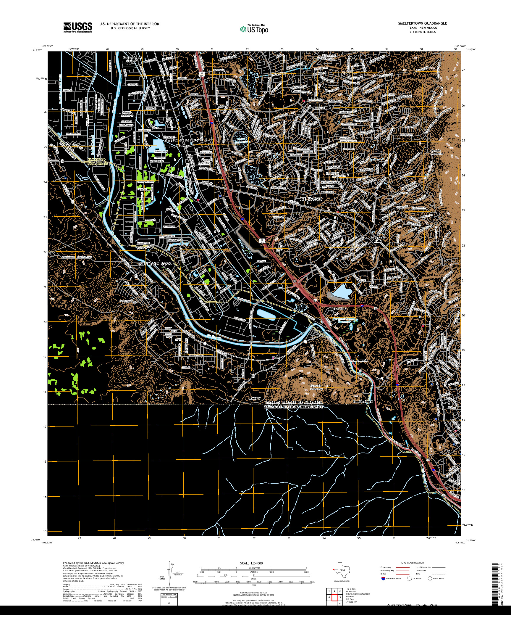 USGS US TOPO 7.5-MINUTE MAP FOR SMELTERTOWN, TX,NM,CHH 2019